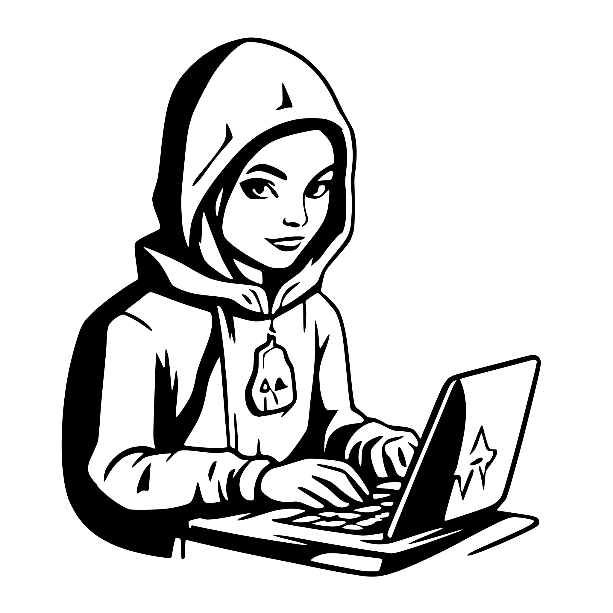 AI-generated SVG of a cybersecurity hacker with arch linux in a digital world doing magic stuff