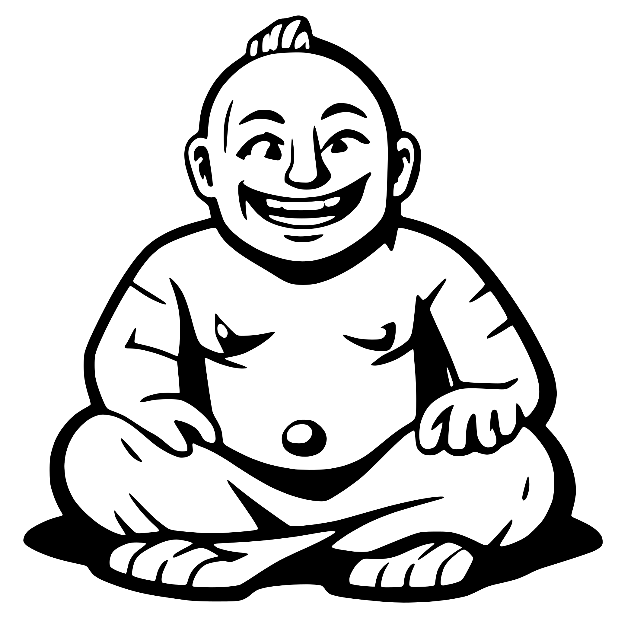 AI-generated SVG of a Generate a happy laughing Buda sitting there and showing off his big belly.