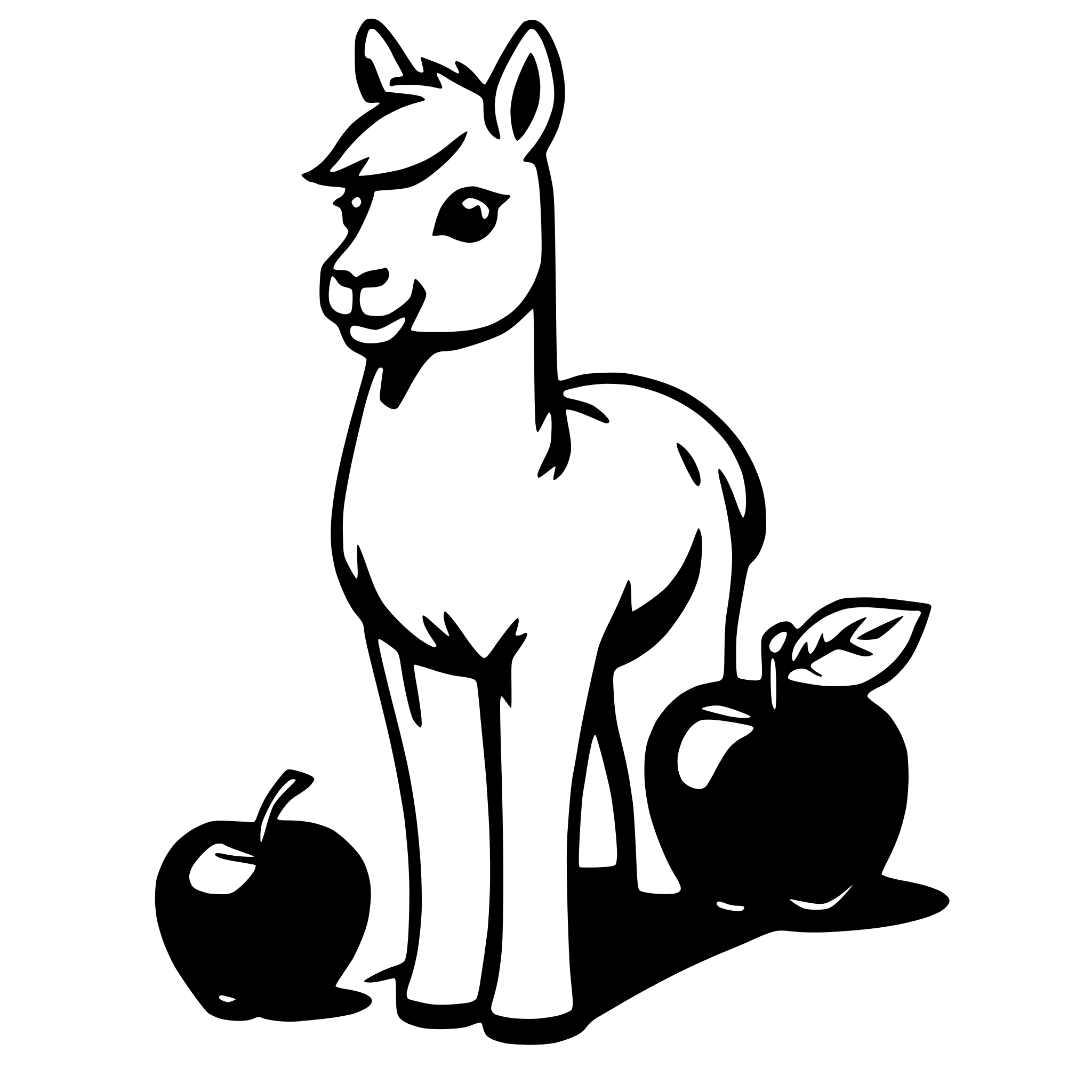 AI-generated SVG of 'alpaca with apple'