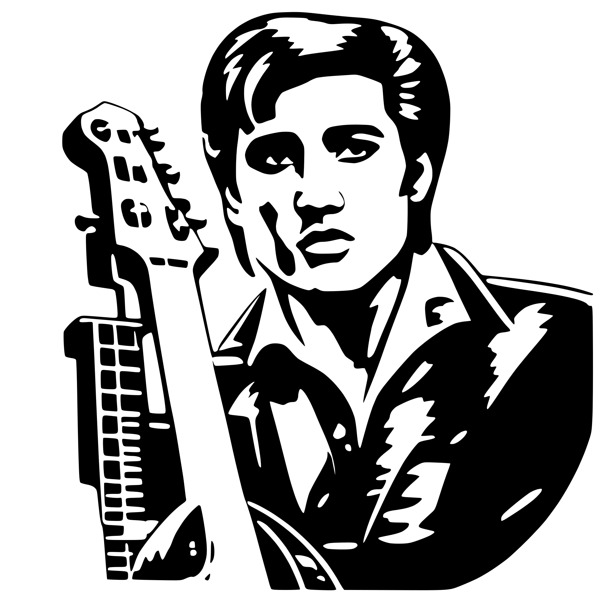 AI-generated SVG of a Elvis Presley with guitar, nostalgic