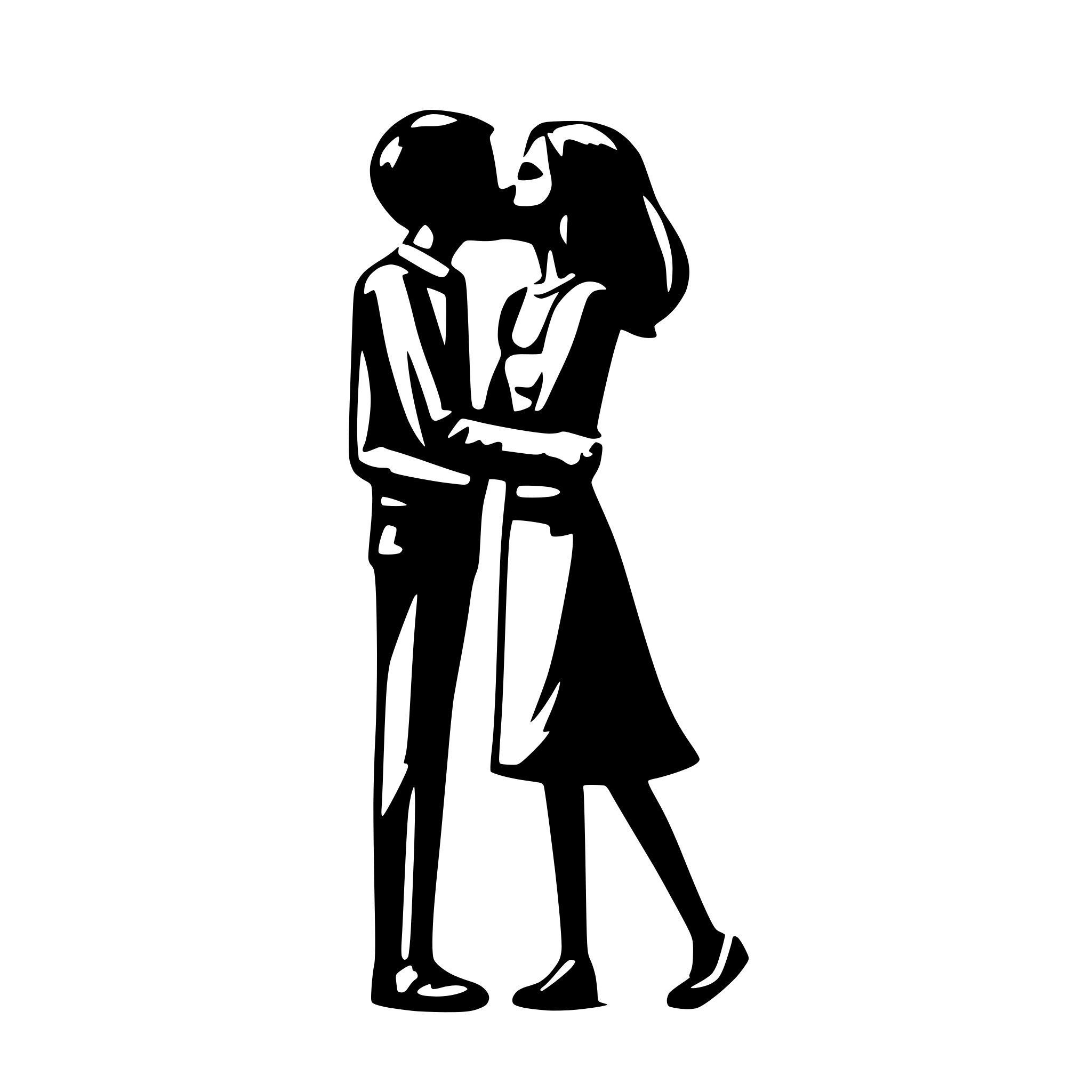 AI-generated SVG of a stick figure of a couple kissing