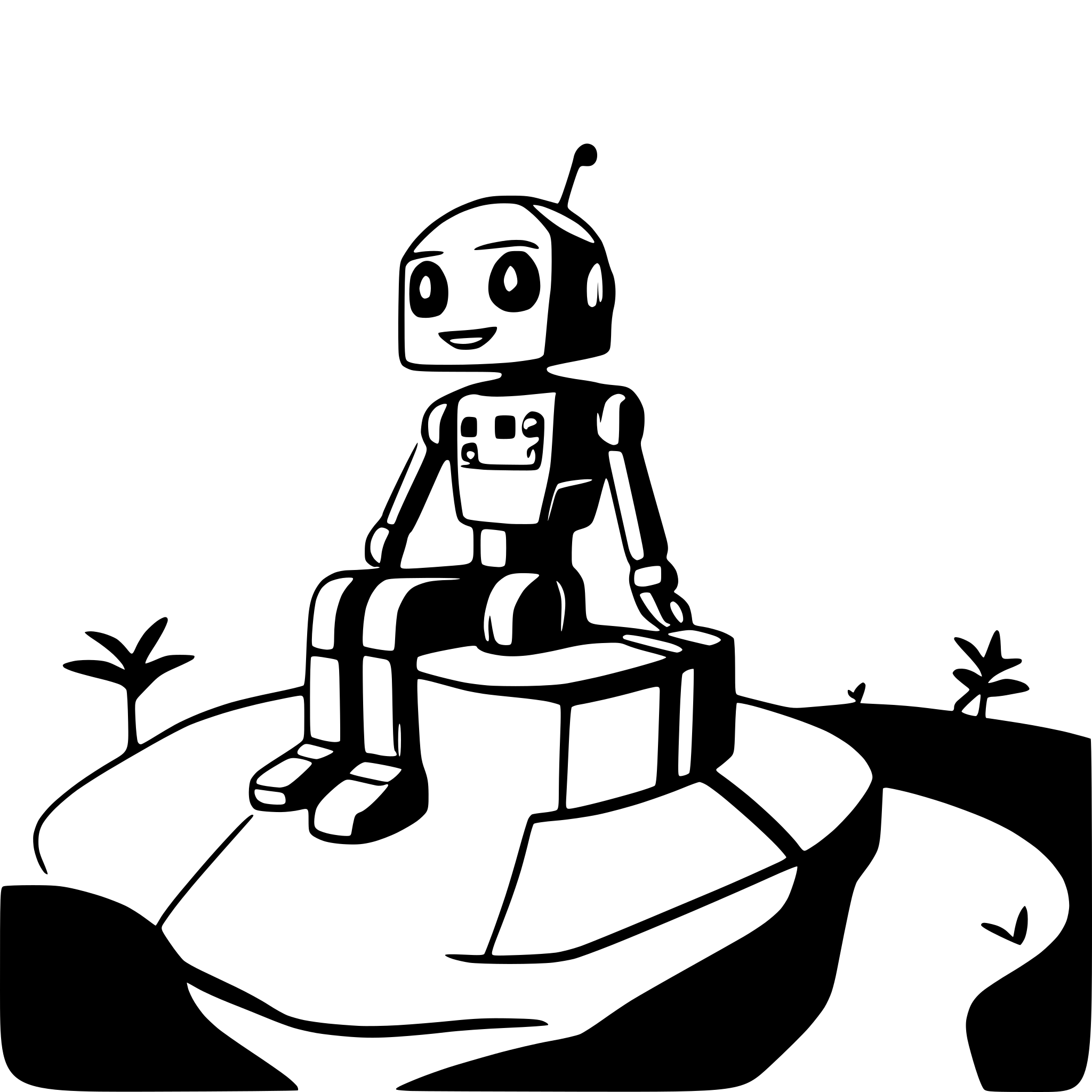 AI-generated SVG of 'Robot sitting on an island'