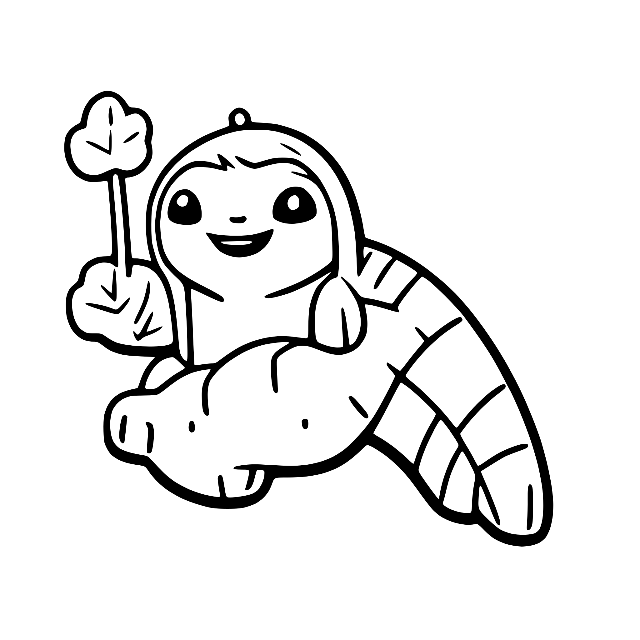 AI-generated SVG of a a cheerful sloth hanging from a rainbow