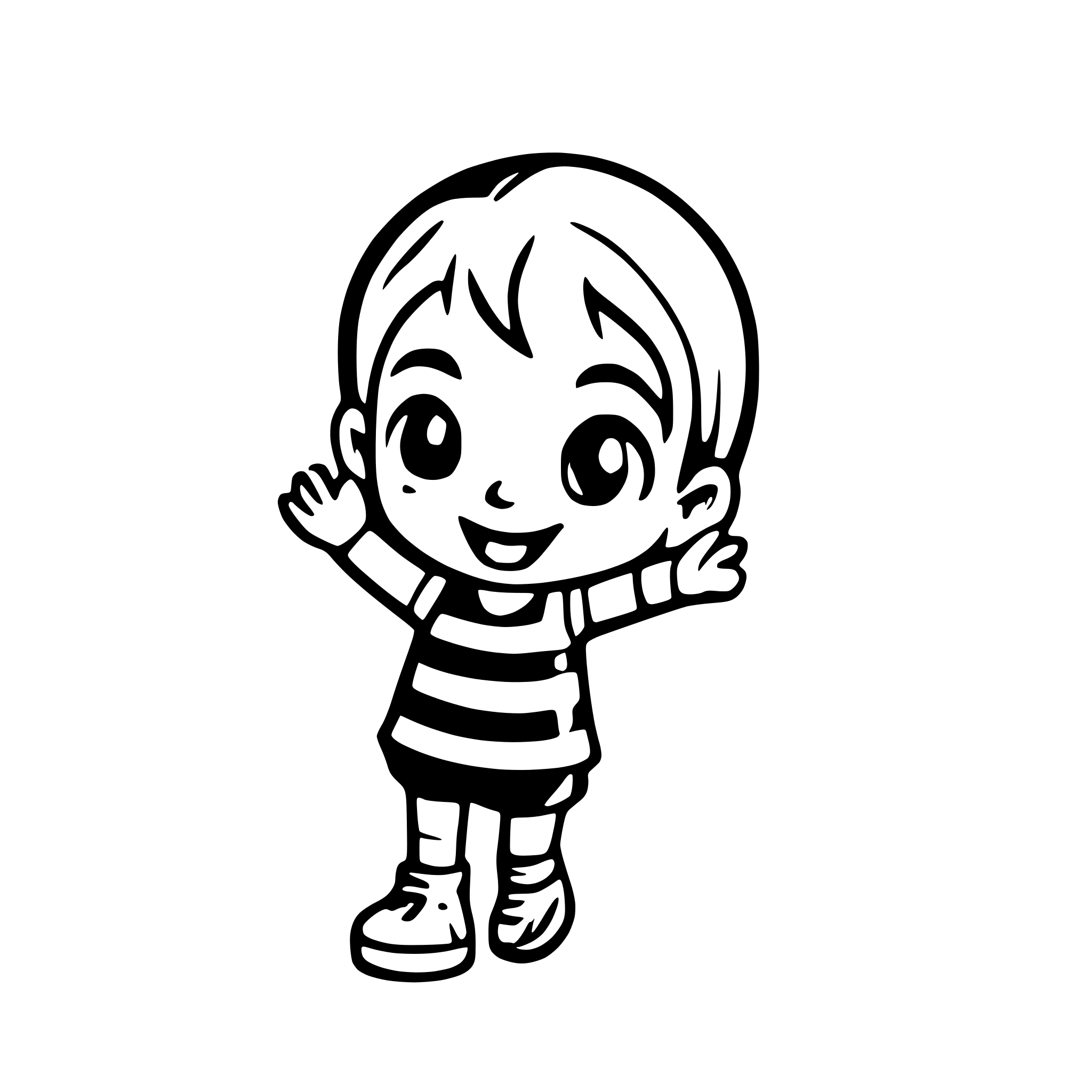 AI-generated SVG of a A kid having fun. No background.