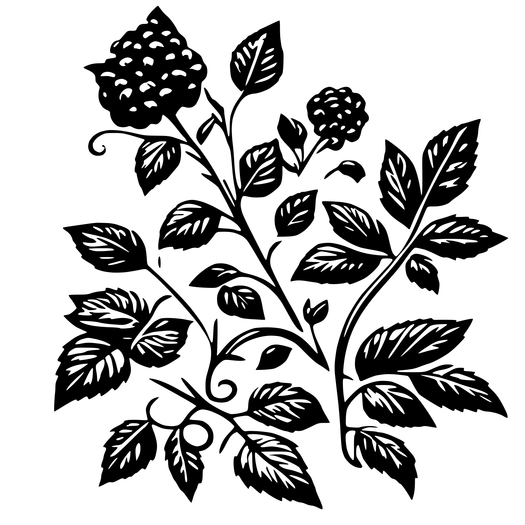 AI-generated SVG of 'brambles and spirals pattern'