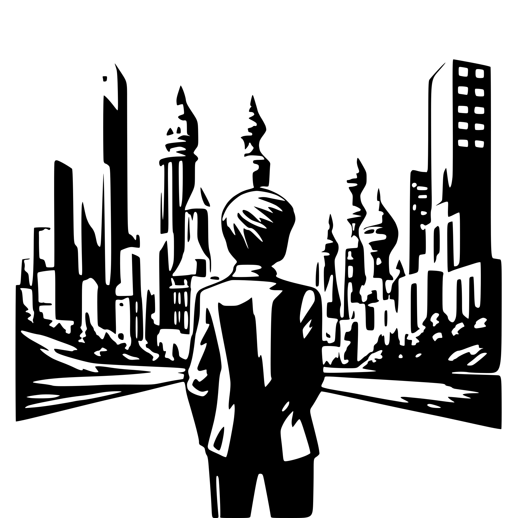 AI-generated SVG of 'man looking at futuristic city'