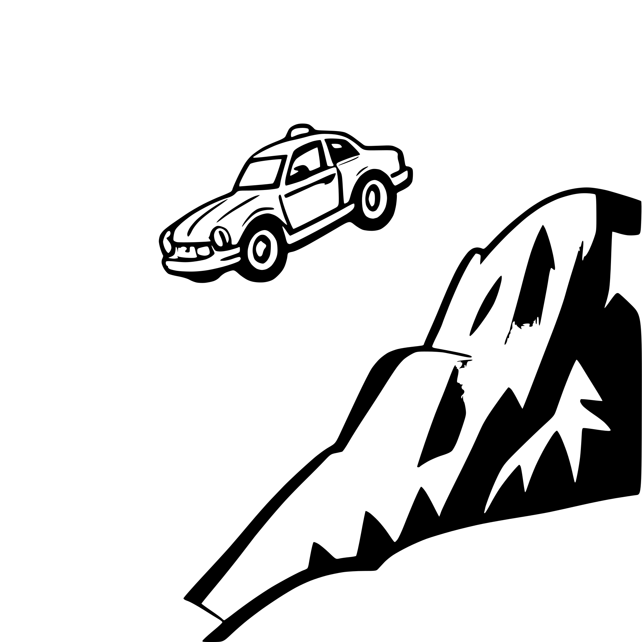 AI-generated SVG of a A car flying from a mountain