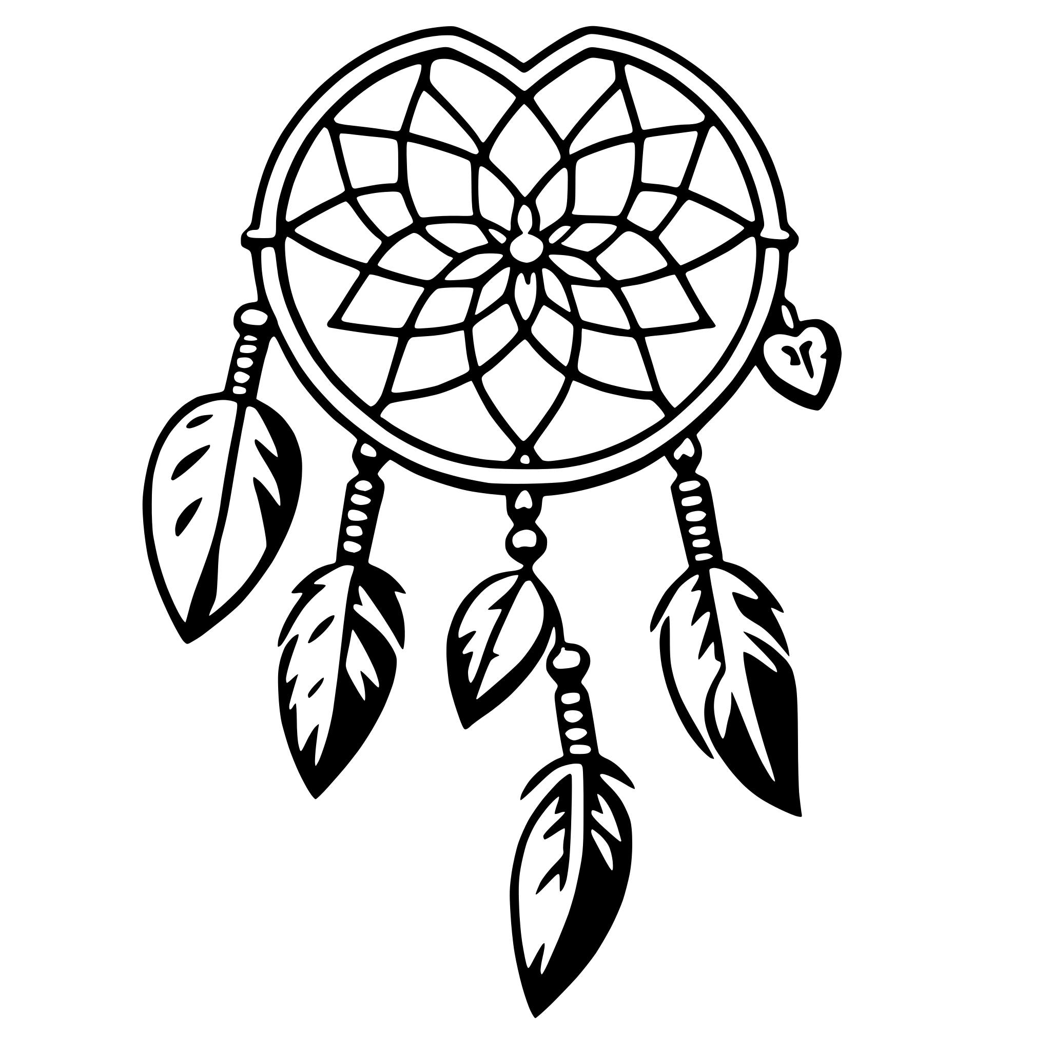 AI-generated SVG of a dreamcatcher hearts