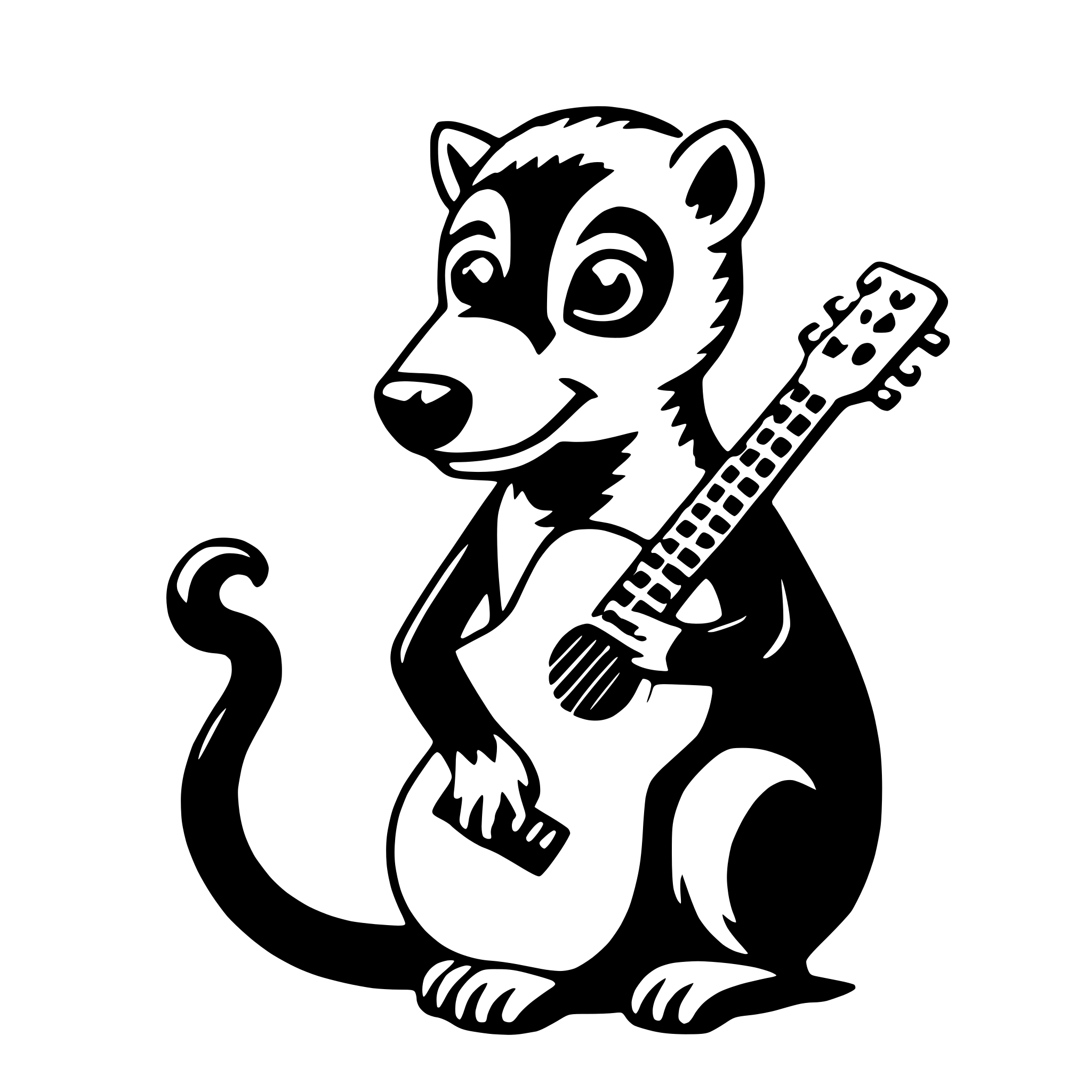 AI-generated SVG of a lemur with guitar