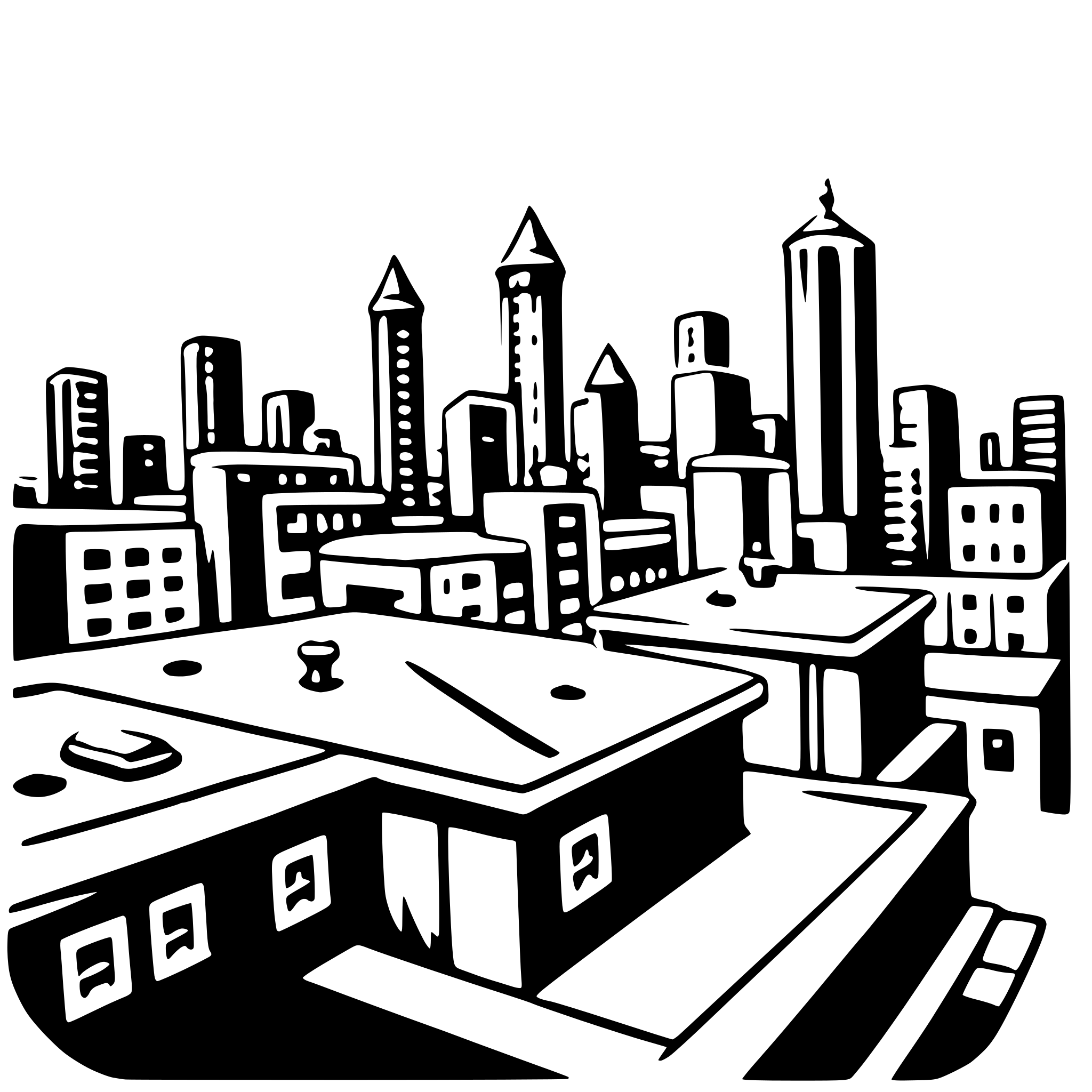 AI-generated SVG of a cityscape rooftop view