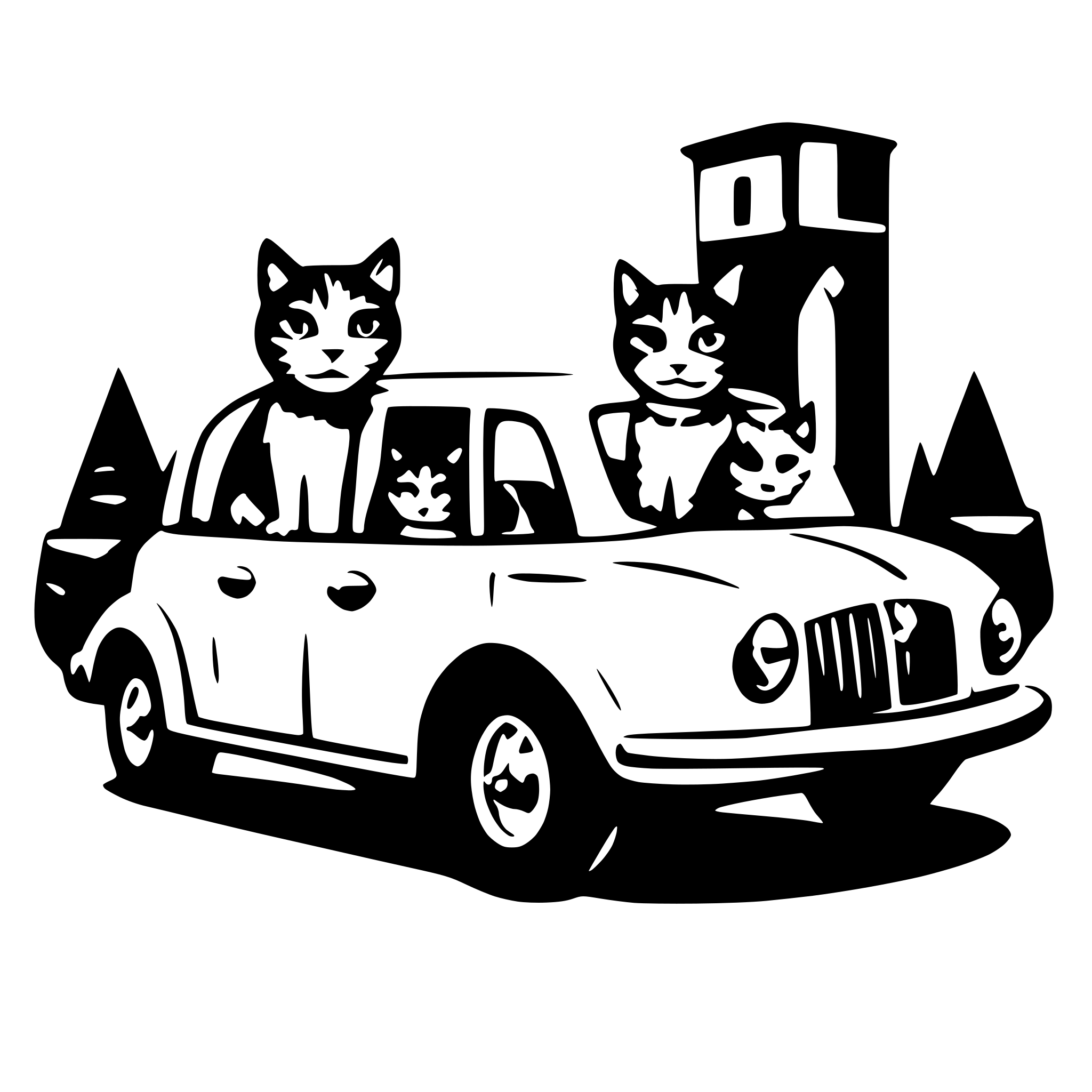 AI-generated SVG of 'car with cats'