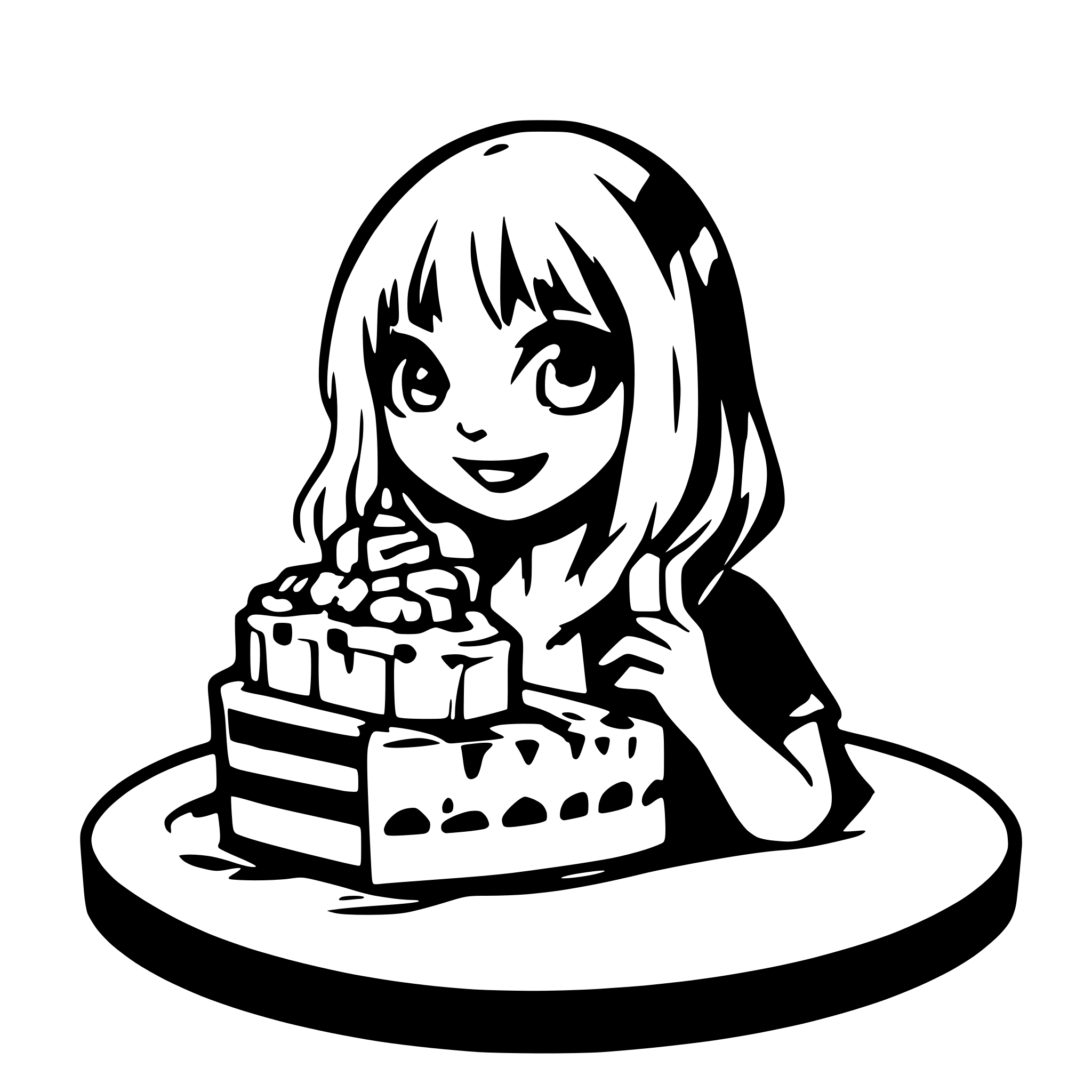 AI-generated SVG of a cute spooky ghost eating a slice of cake