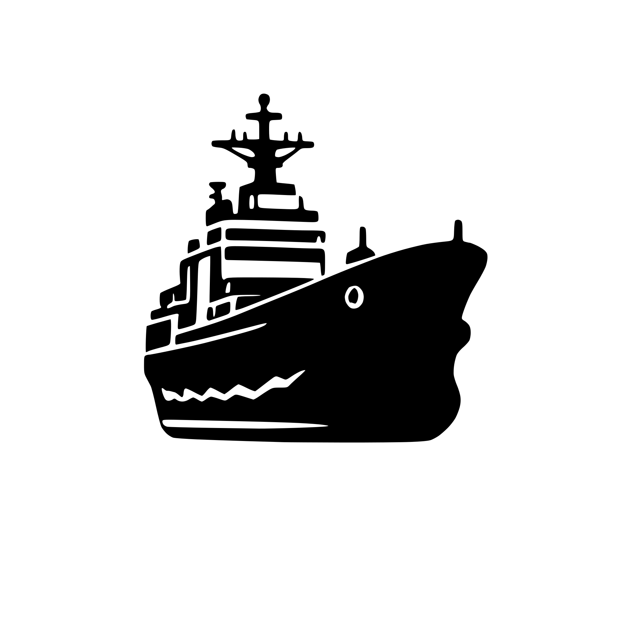 AI-generated SVG of a basic solid icon, side view of a naval ship