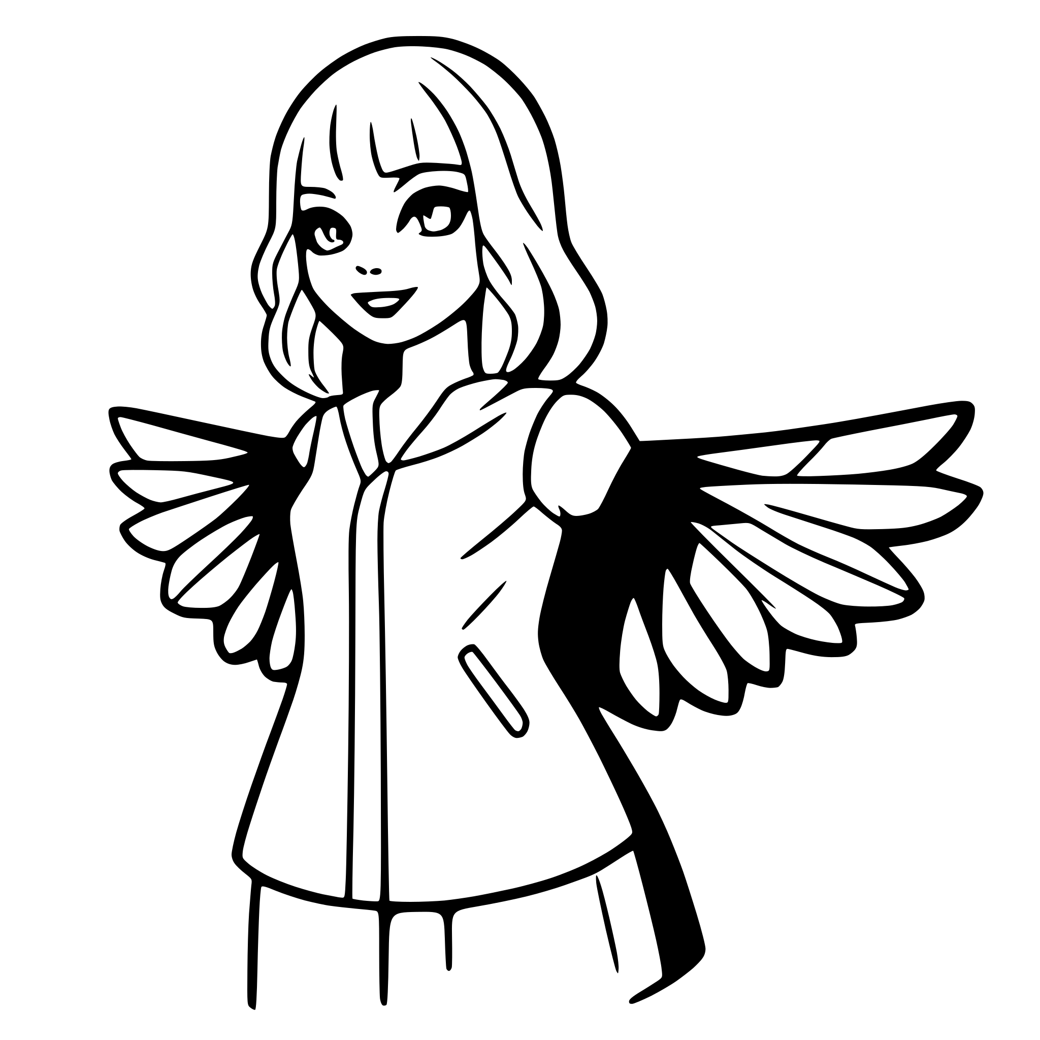 AI-generated SVG of 'raven with open wings'