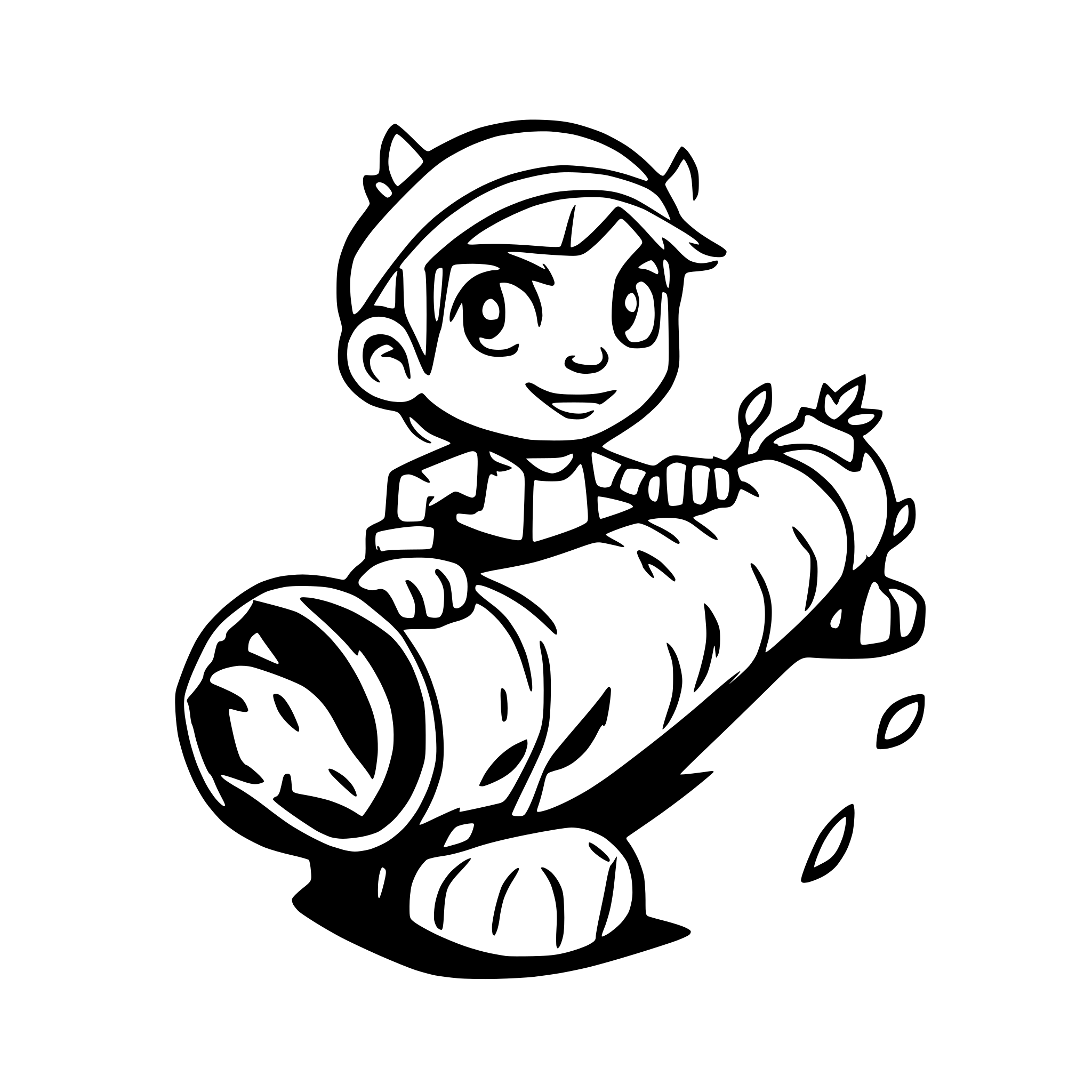 AI-generated SVG of a a cartoon character pushing a log