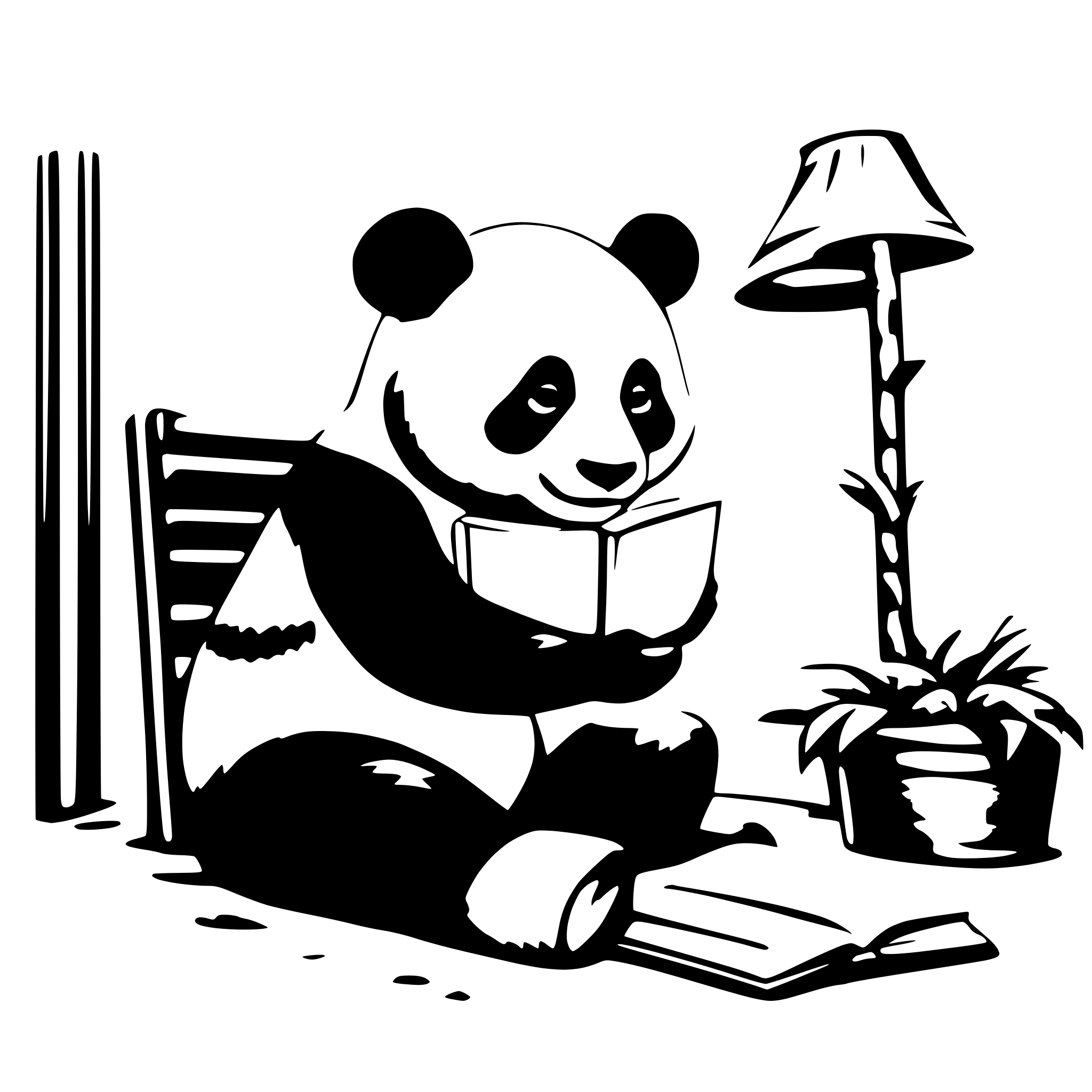 AI-generated SVG of a a panda ,sit in the bedroom,read a book