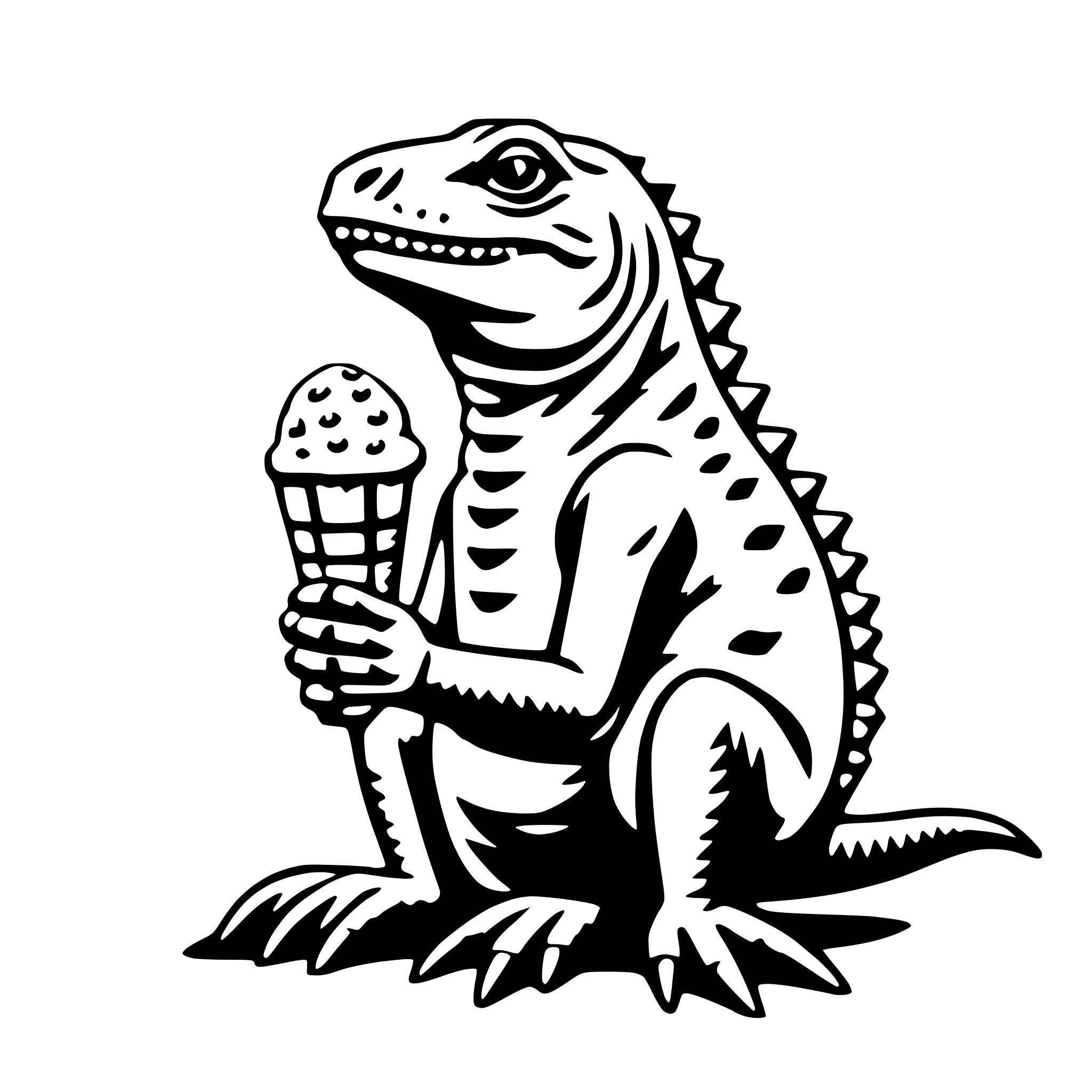 AI-generated SVG of 'iguana with ice cream'