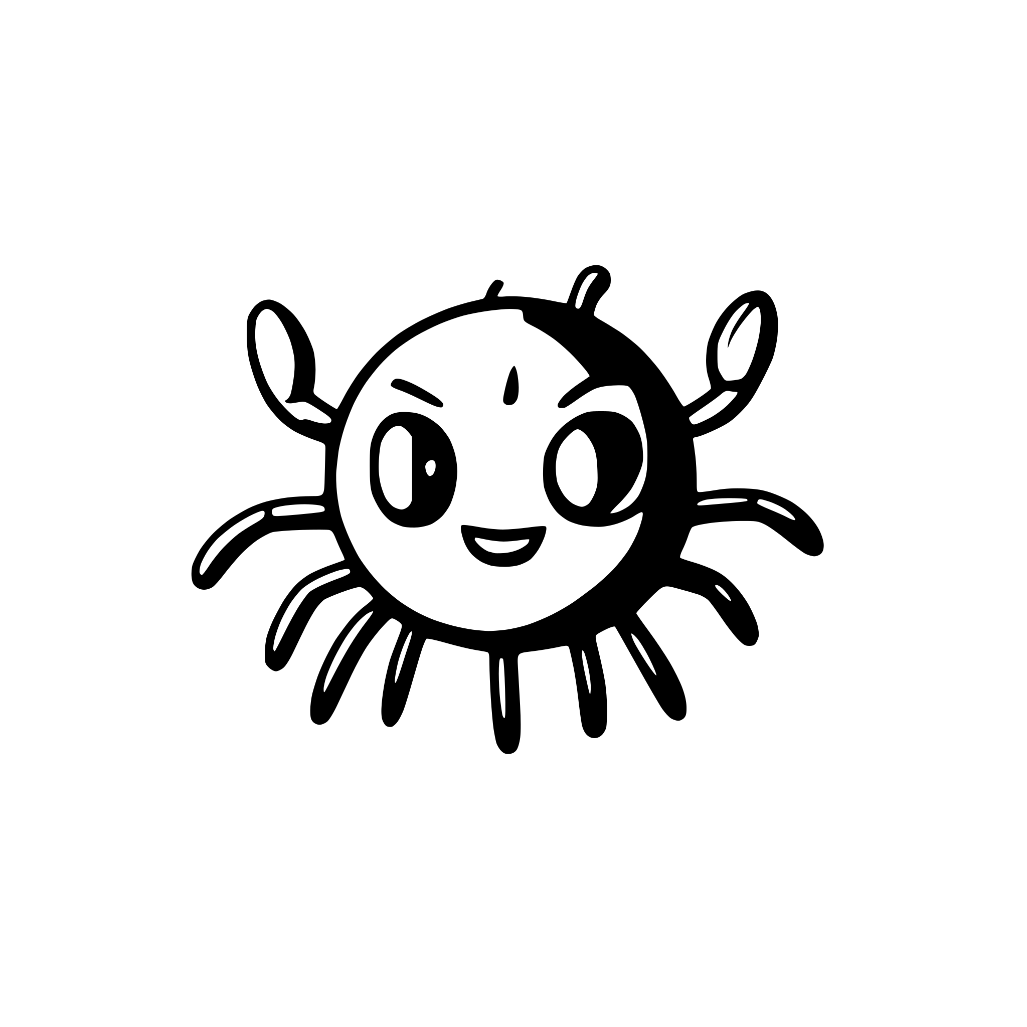 AI-generated SVG of a a cute cartoon spider with the text "barking spider" underneath
