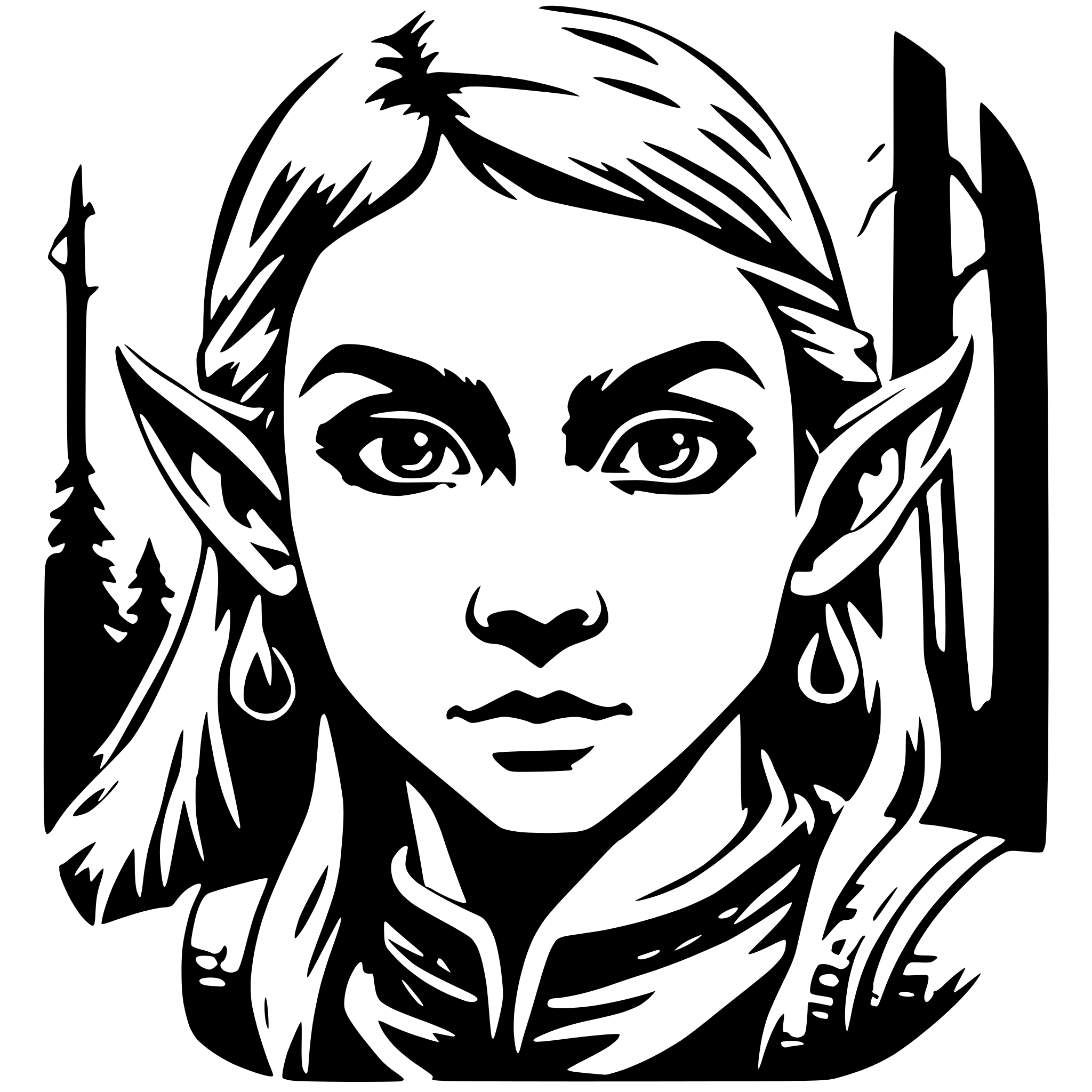 AI-generated SVG of a forest elf warrior