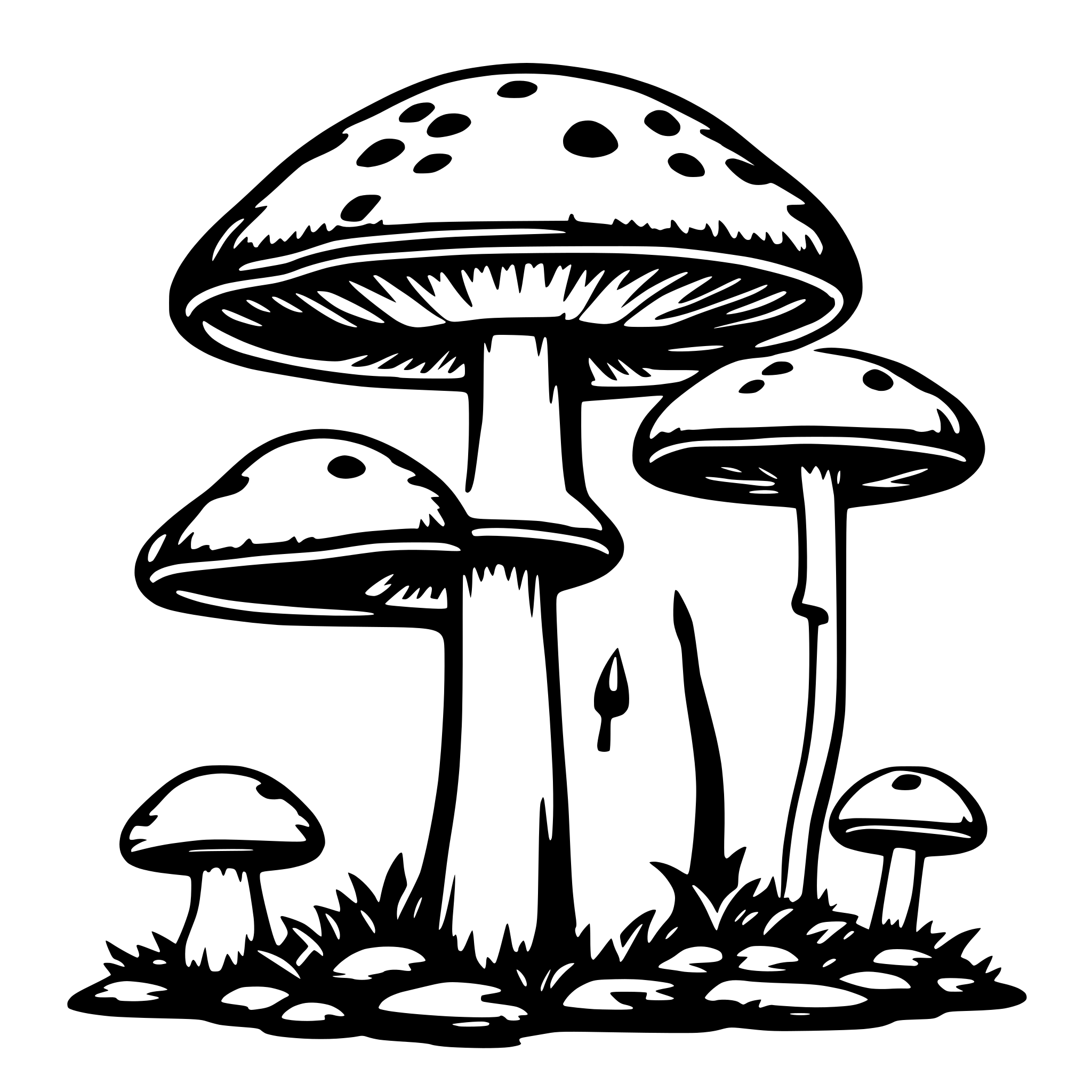 AI-generated SVG of a 1 mushroom melting 6mm thick lines