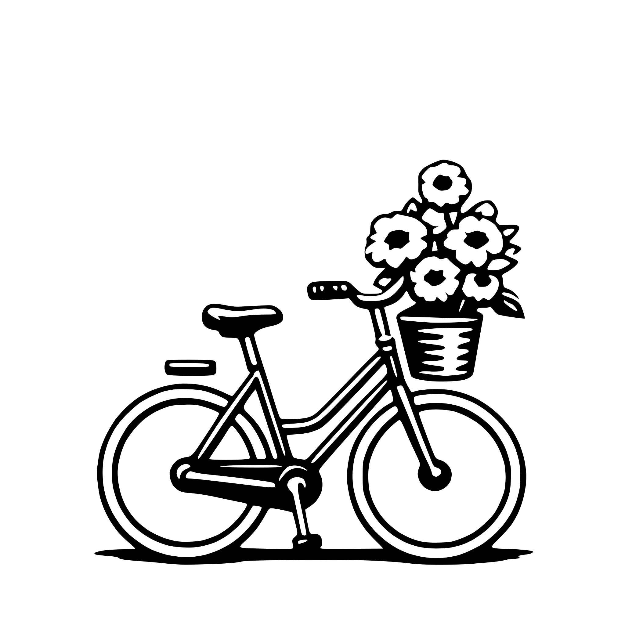 AI-generated SVG of a bicycle and flowers