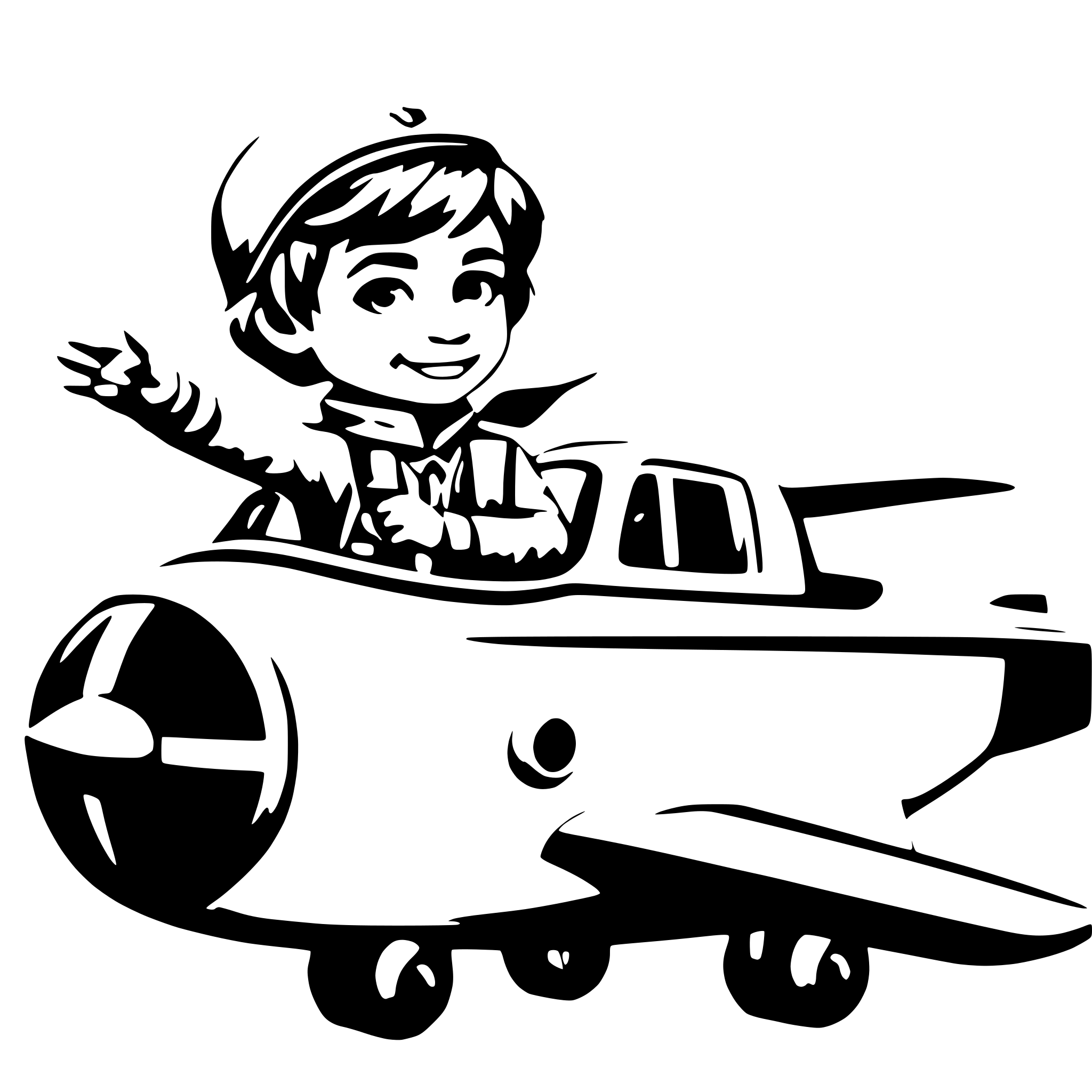 AI-generated SVG of a plane with a little cute boy in the cockpit