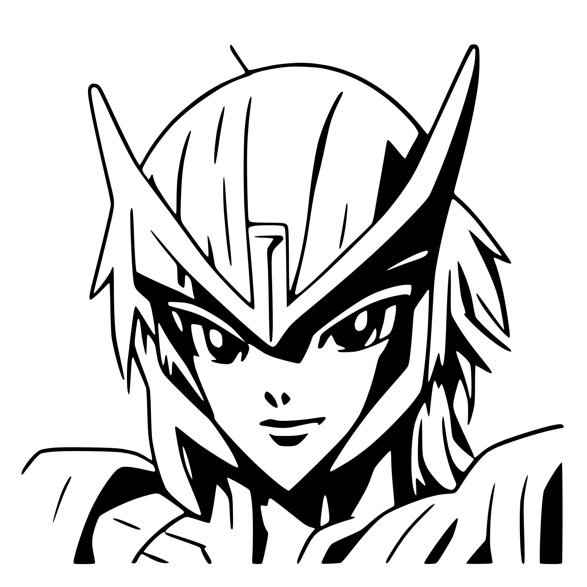 AI-generated SVG of a gundam seed head from front