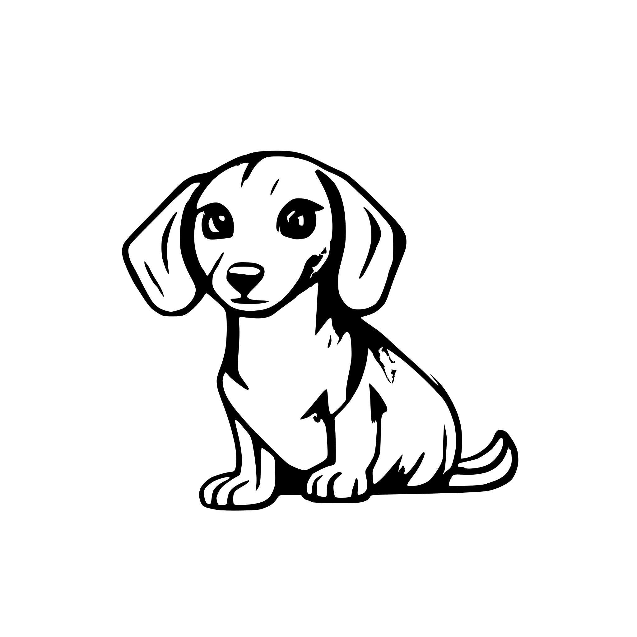 AI-generated SVG of a Single continuous line drawing cute dachshund