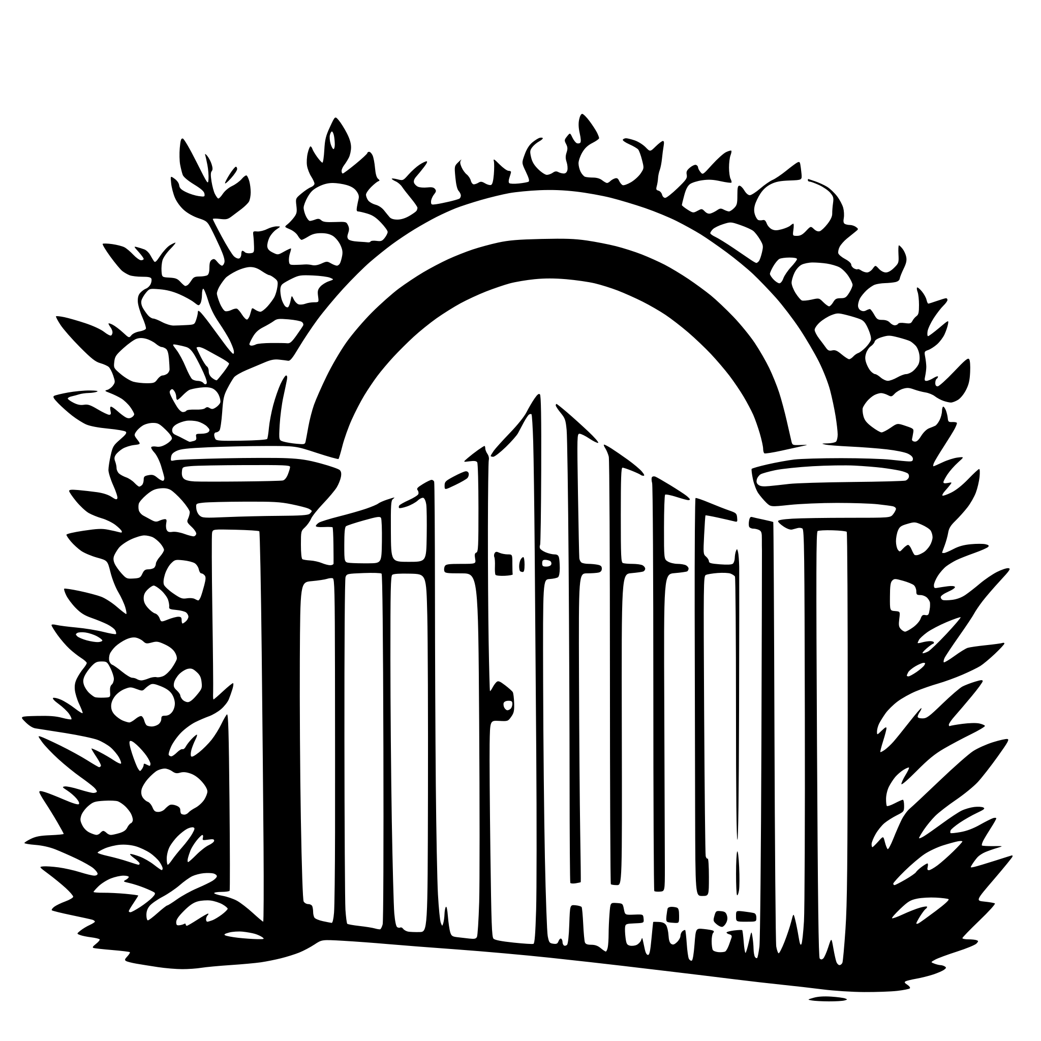 AI-generated SVG of 'a gate with flowers'