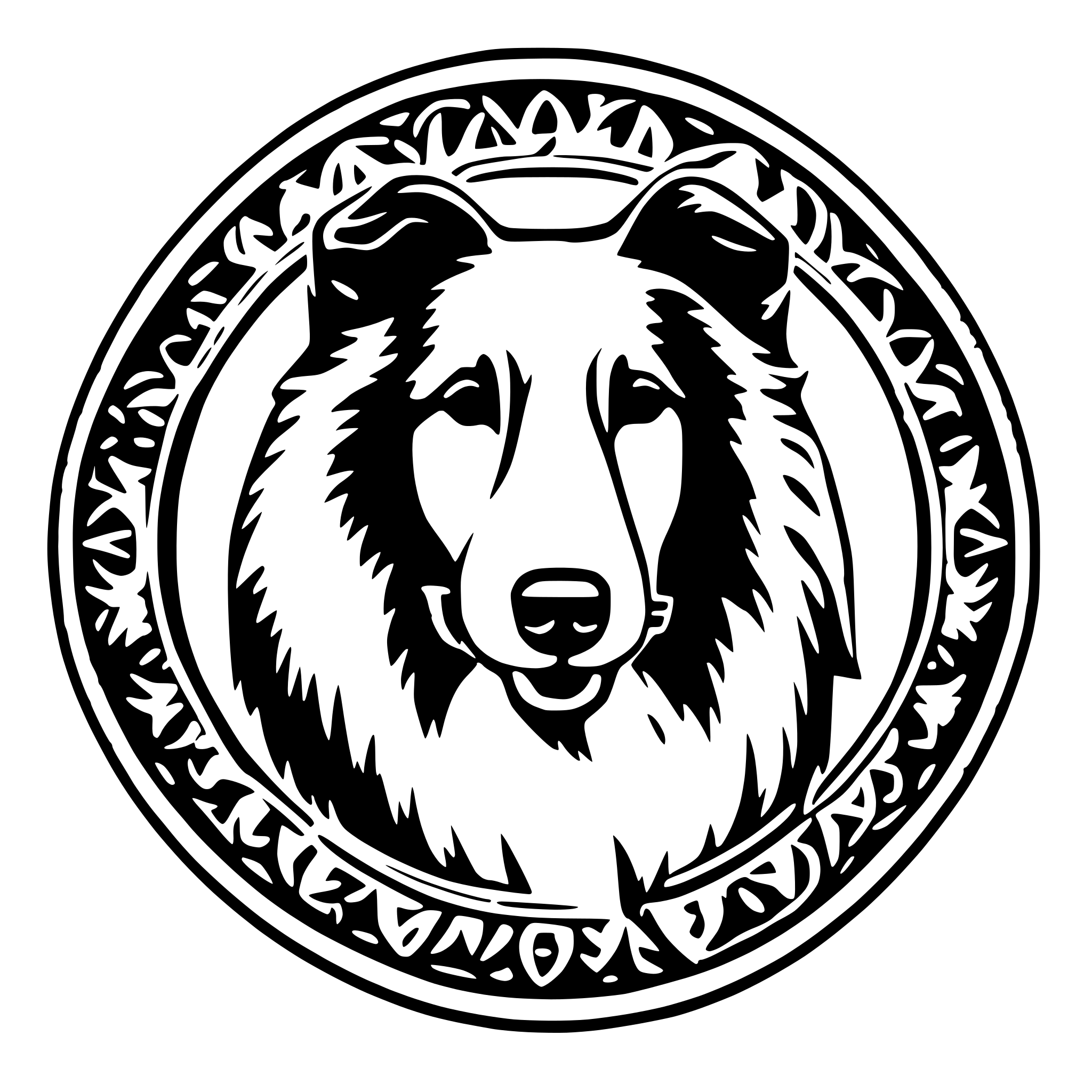 AI-generated SVG of 'rough collie mandala'