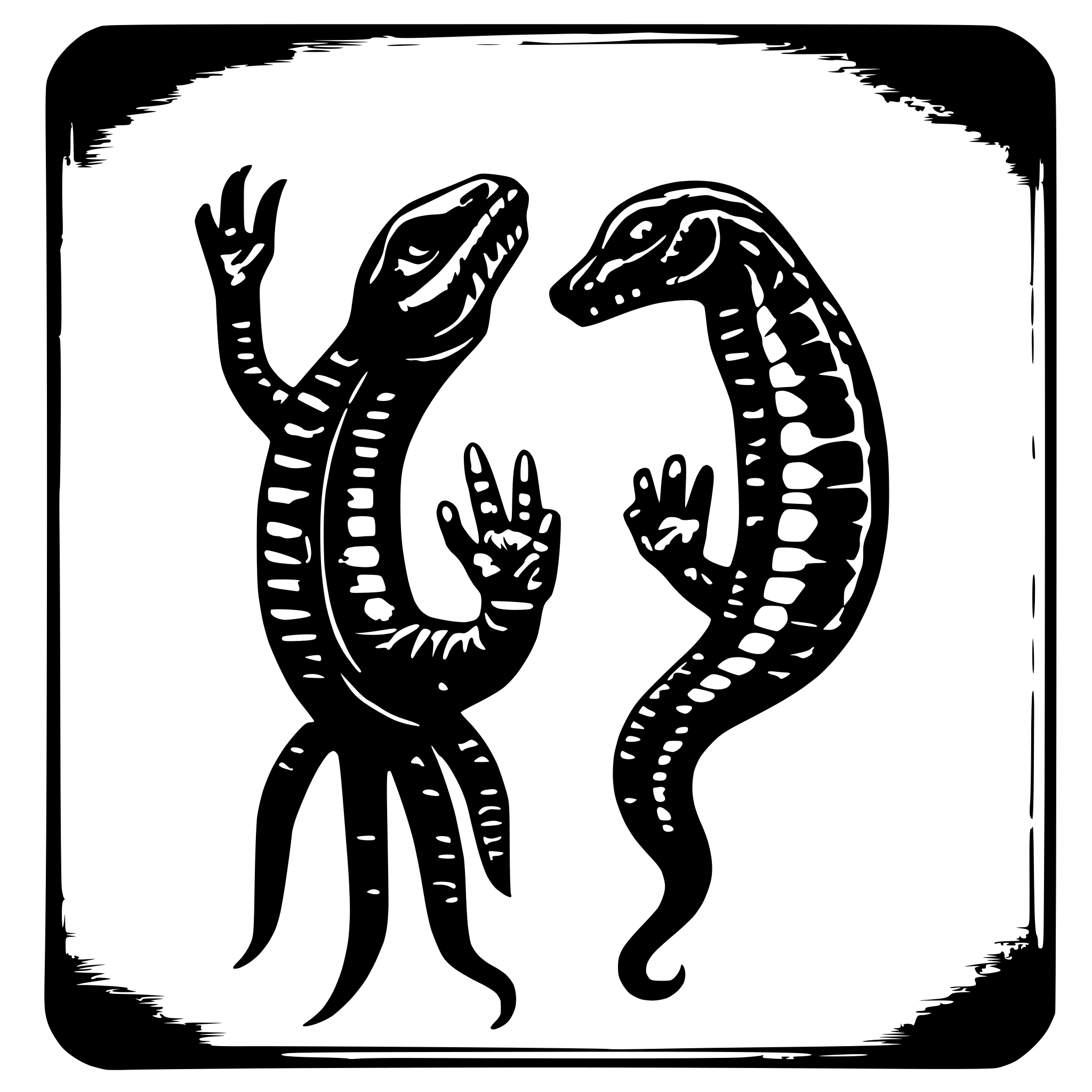 AI-generated SVG of a 1️⃣ A black ink drawing of an animal with four legs and two eyes, resembling the shape of a lizard or snake, with long arms reaching out to touch each other on both sides of its body. The creature has three fingers per hand, with the middle finger being larger than the others. It also features sharp claws on top of its head, in the style of Jean Jullien. --ar 21:26 AI-generated SVG of a 1️⃣ A black ink drawing of an animal with four legs and two eyes, resembling the shape of a lizard or snake, with long arms reaching out to touch each other on both sides of its body. The creature has three fingers per hand, with the middle finger being larger than the others. It also features sharp claws on top of its head, in the style of Jean Jullien. --ar 21:26