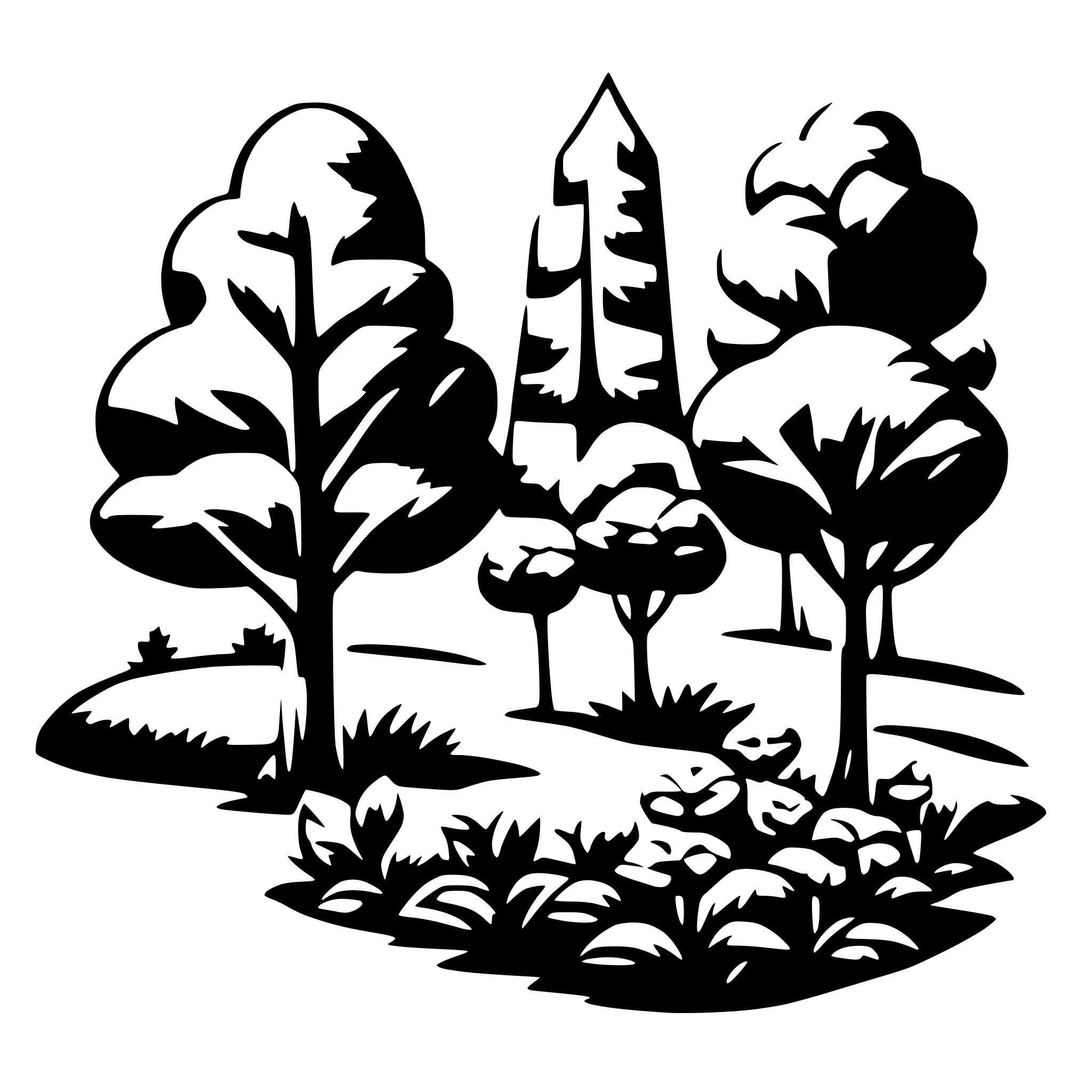 AI-generated SVG of 'group of flowers and trees'