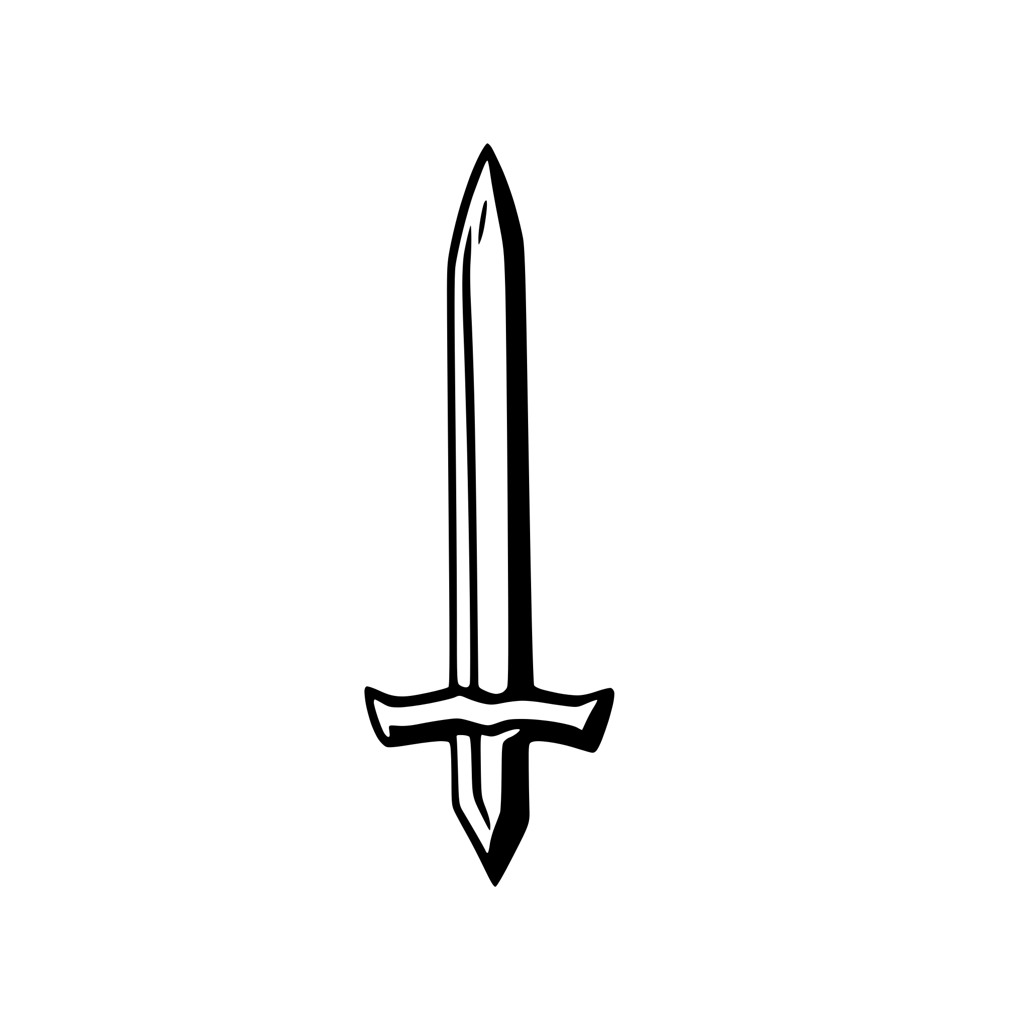 AI-generated SVG of a outline of a black and white sword