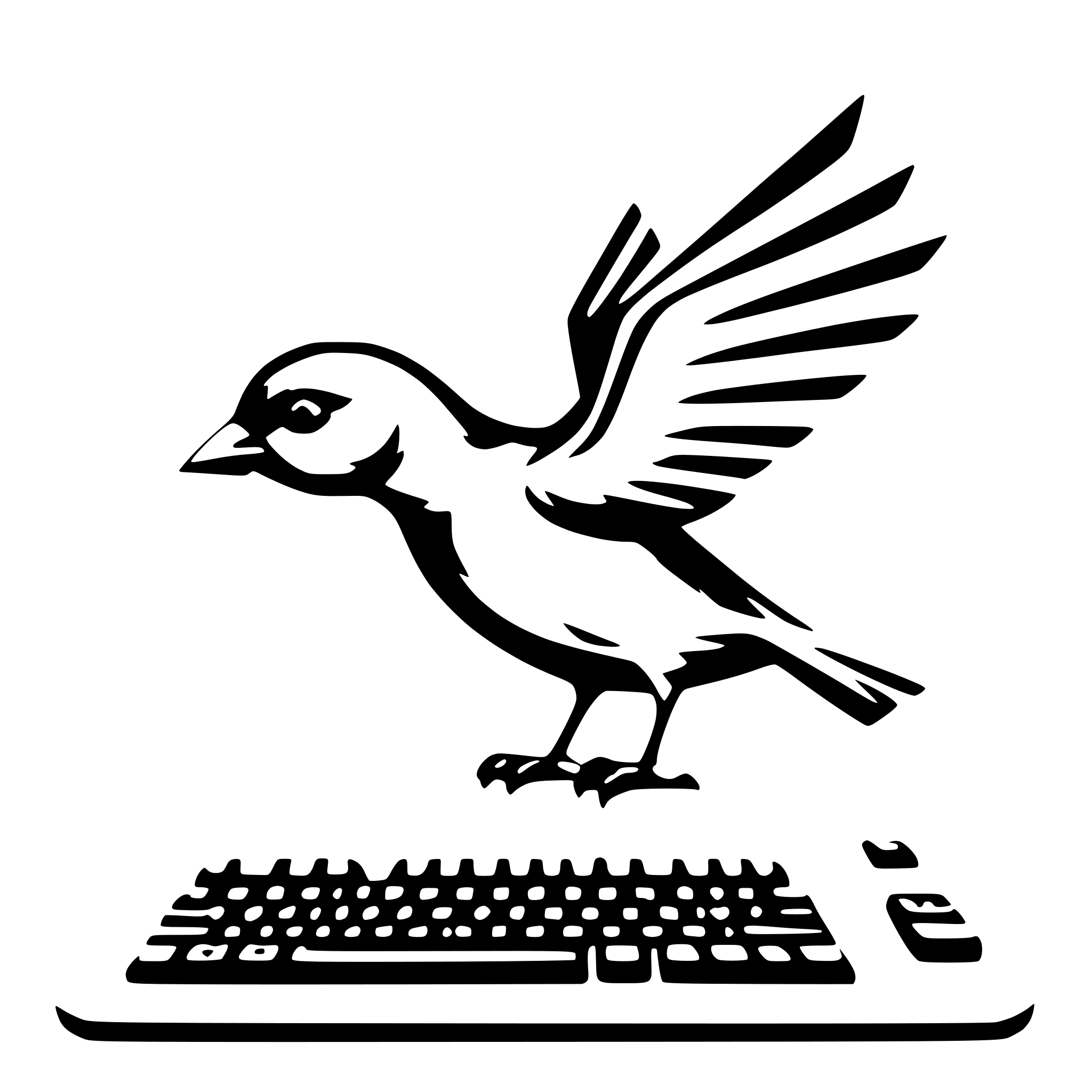 SVG for 'Simple cute bird-outline typing on a floating keyboard feet ...