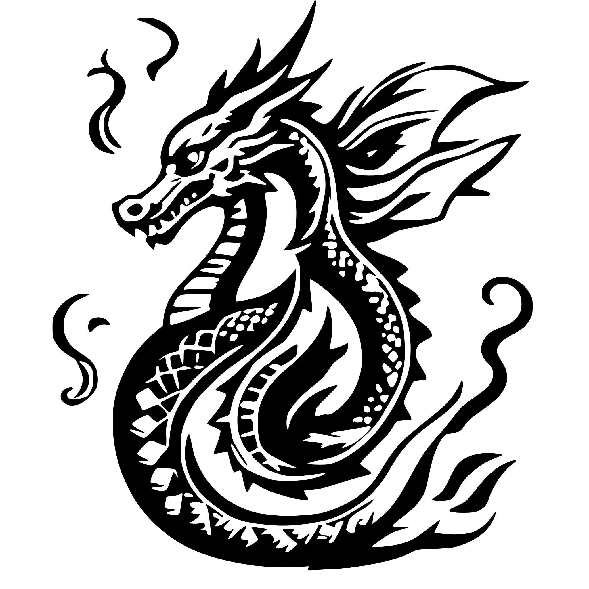 AI-generated SVG of a Vietnamese dragon motifs with mythical designs