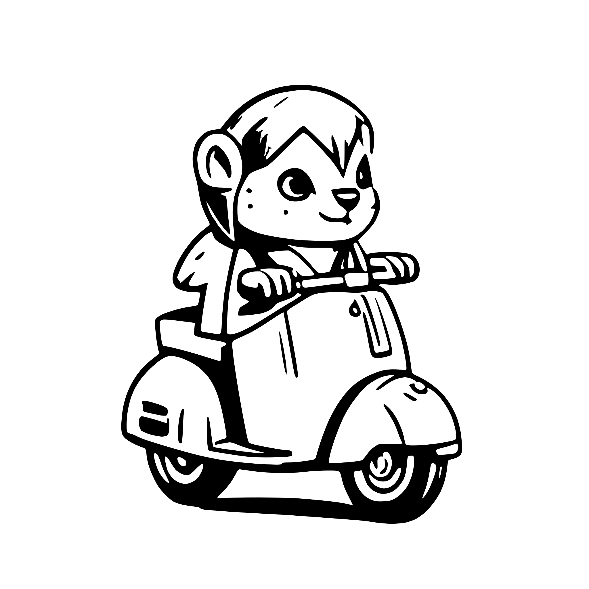 AI-generated SVG of 'otter on a green vespa'