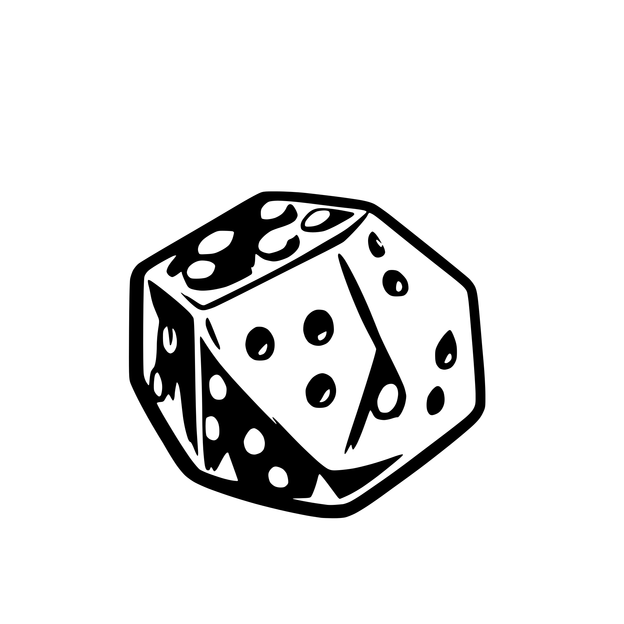 AI-generated SVG of a 5 6-sided dice