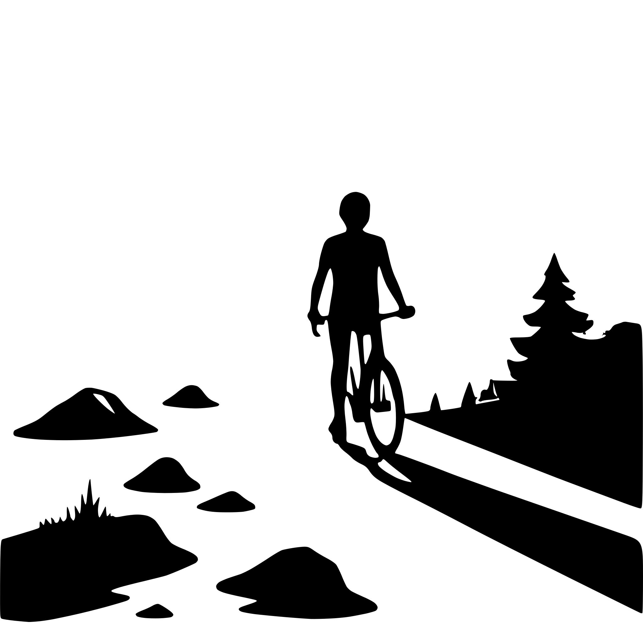 AI-generated SVG of a bicycle rider on mountain trail