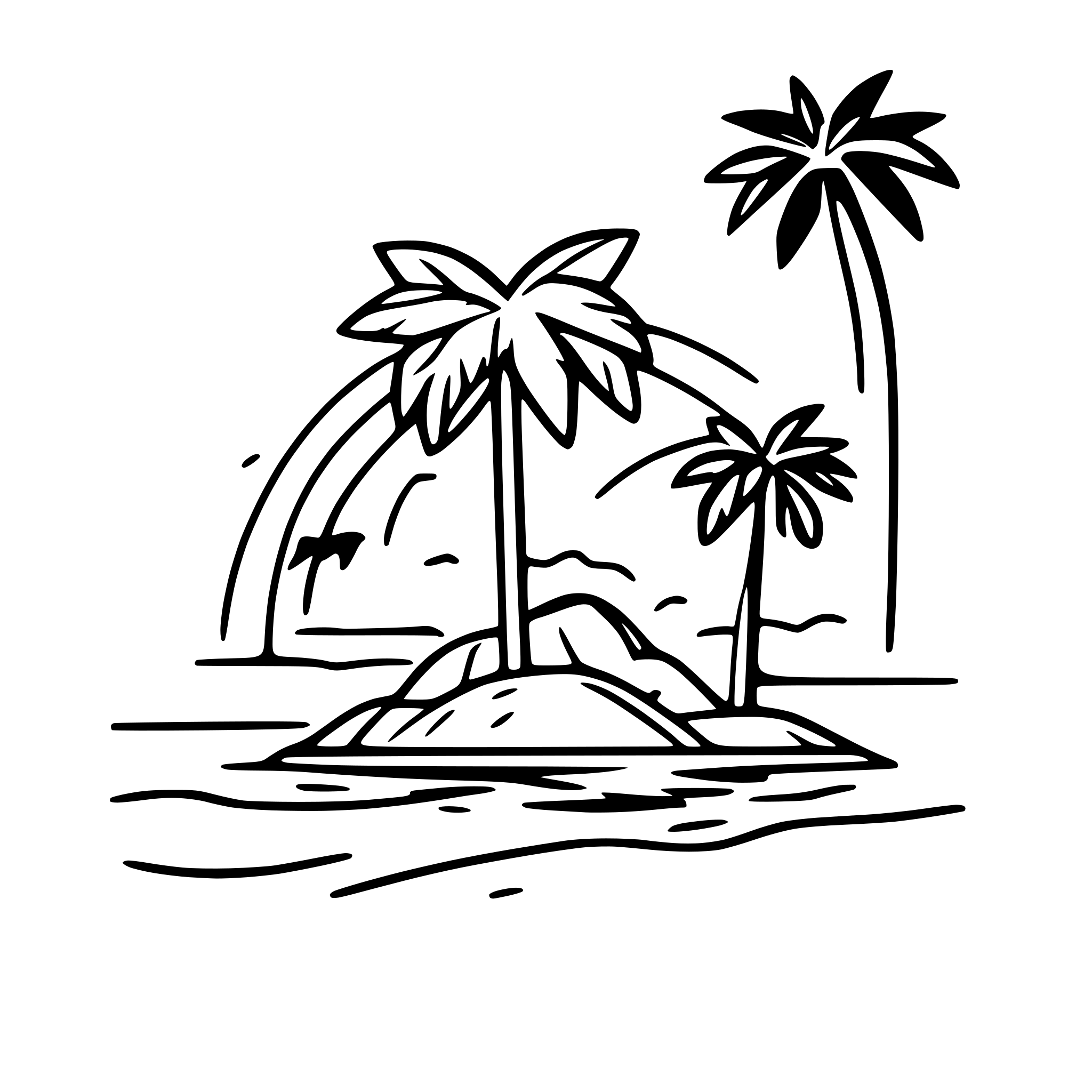 AI-generated SVG of 'I need a minimalistic illustration of a small island with only a palmtree on it and some waves around the island'