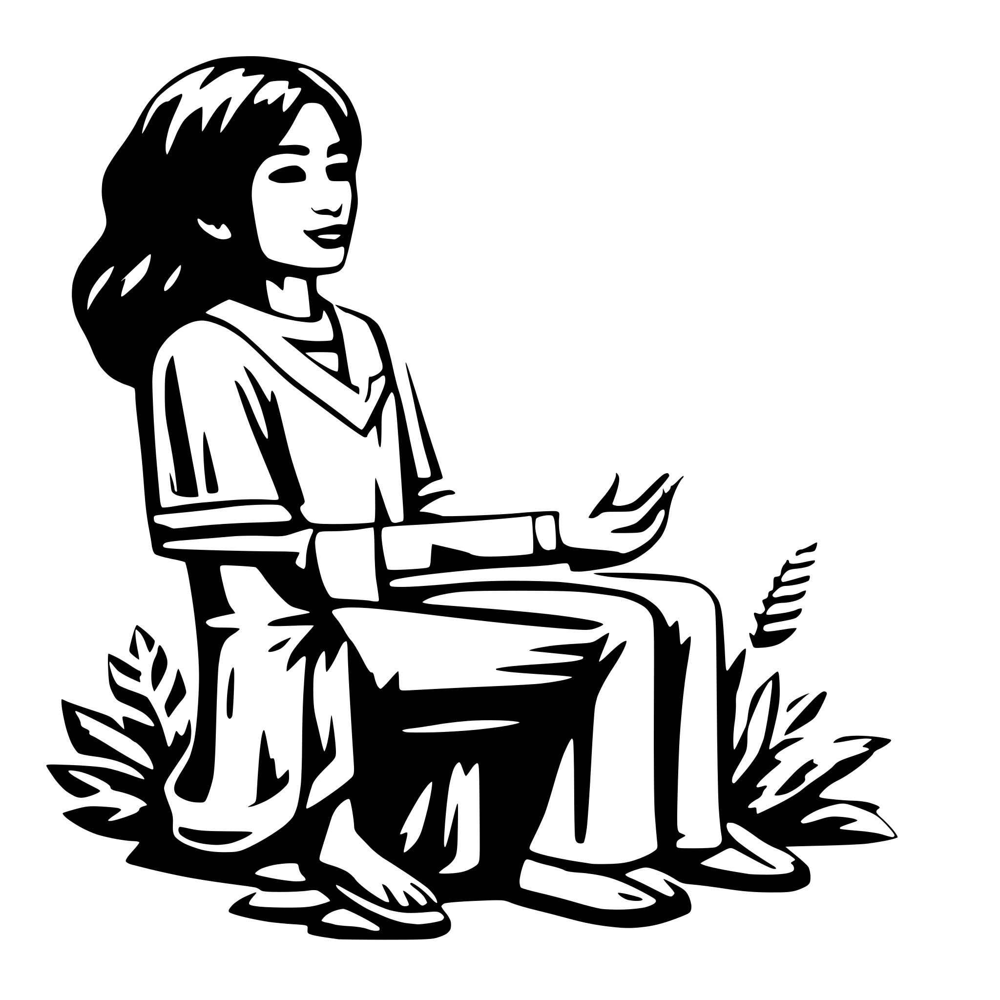 AI-generated SVG of 'seorang duduk termenung'