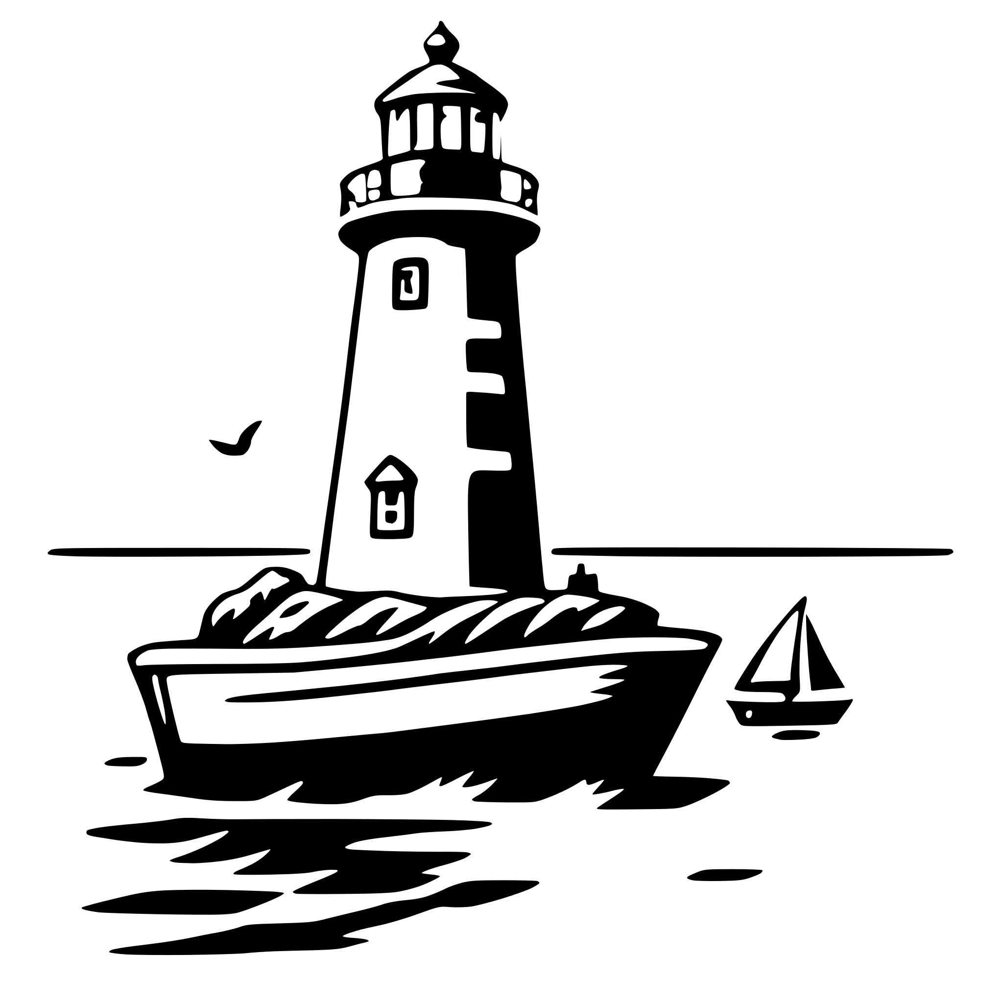 AI-generated SVG of 'sailing past lighthouse'