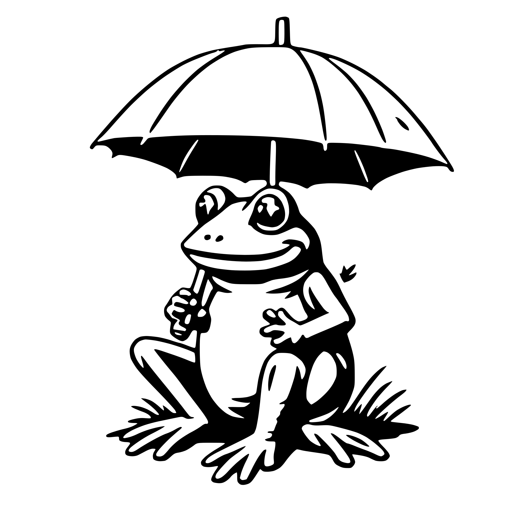 AI-generated SVG of a frog with umbrella