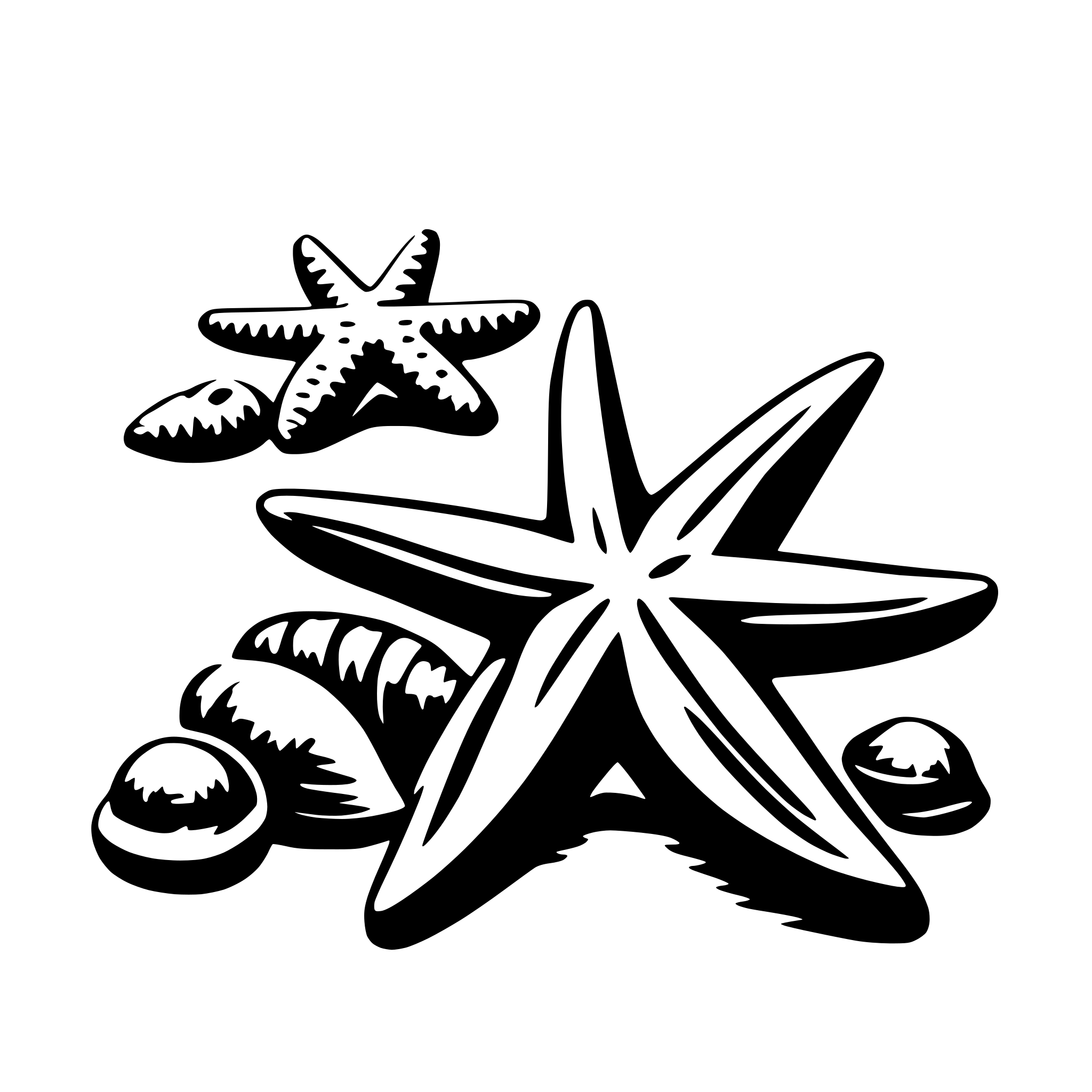 AI-generated SVG of a starfish and shells
