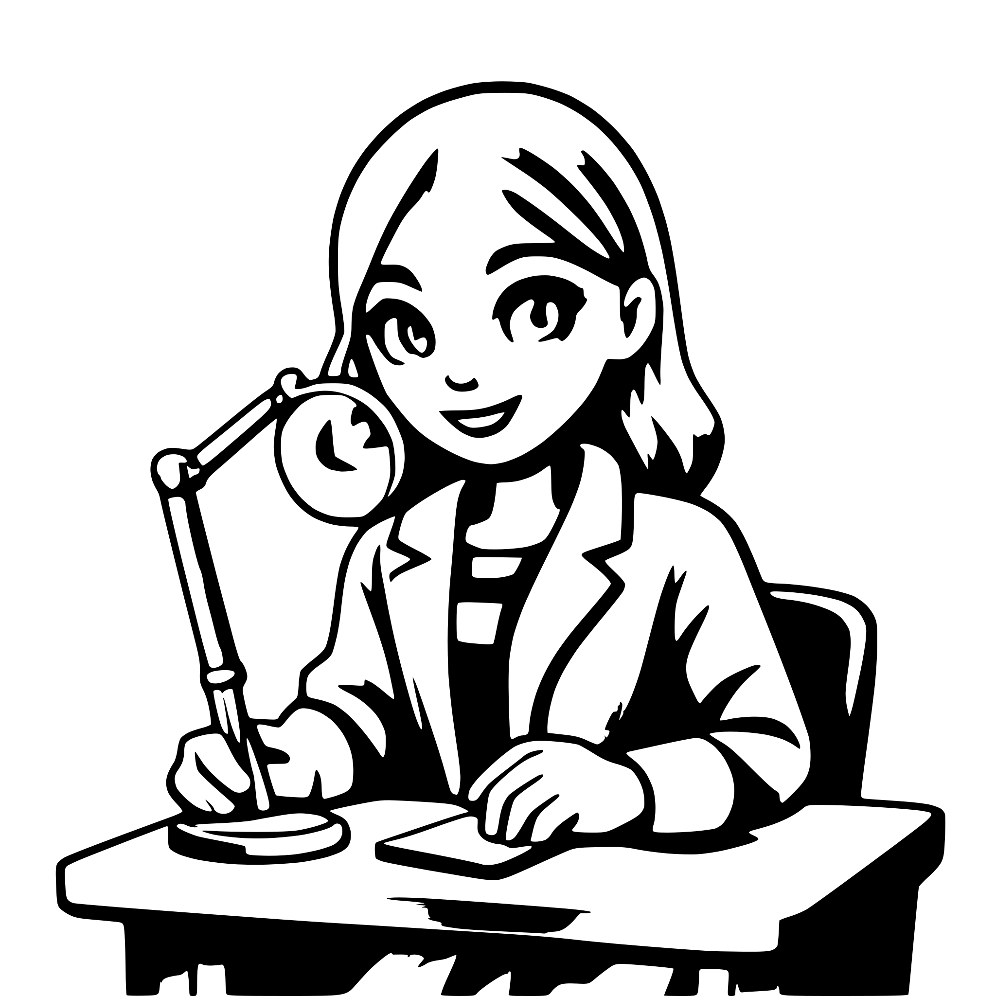 AI-generated SVG of a a student doing research in a class