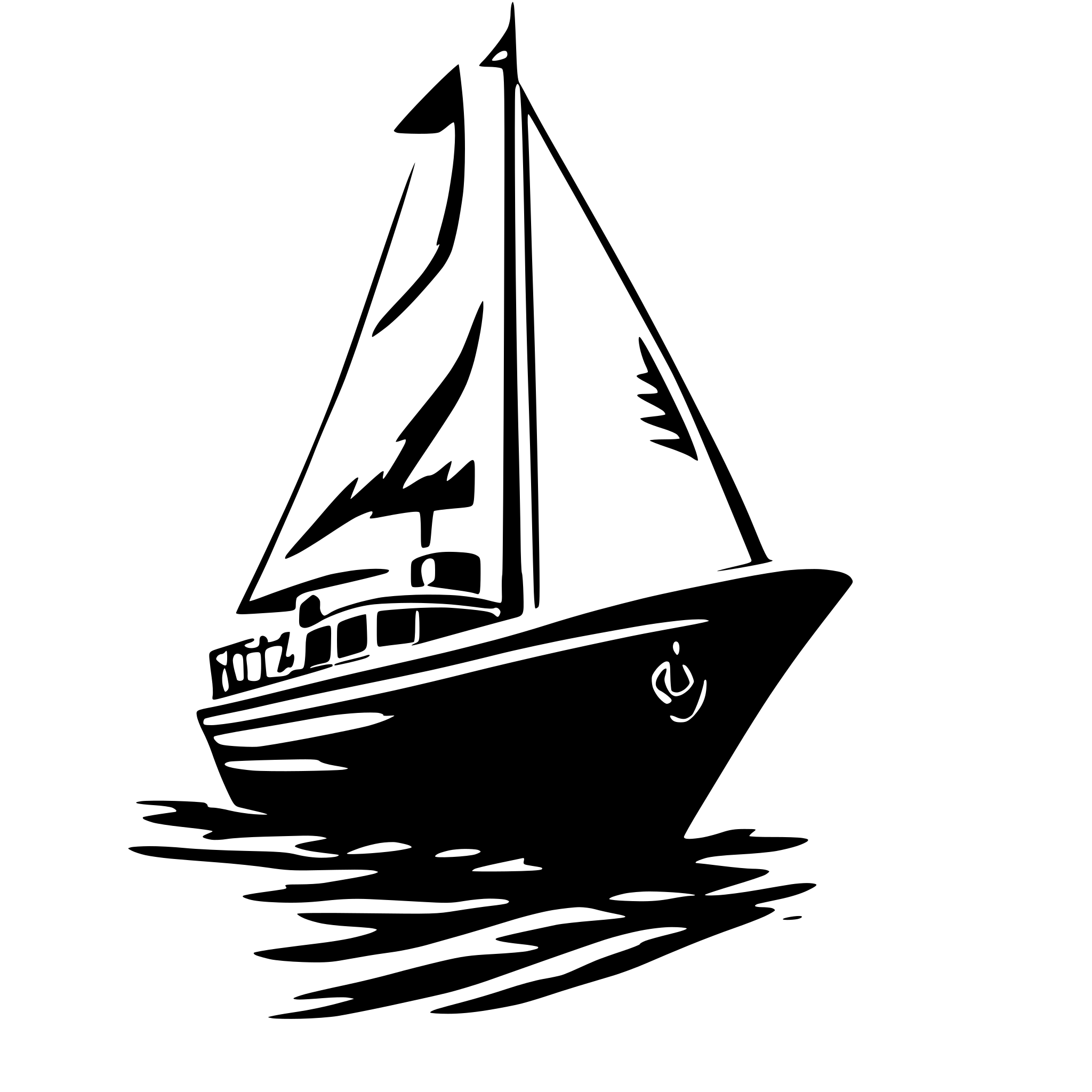 AI-generated SVG of 'boat sail head on'