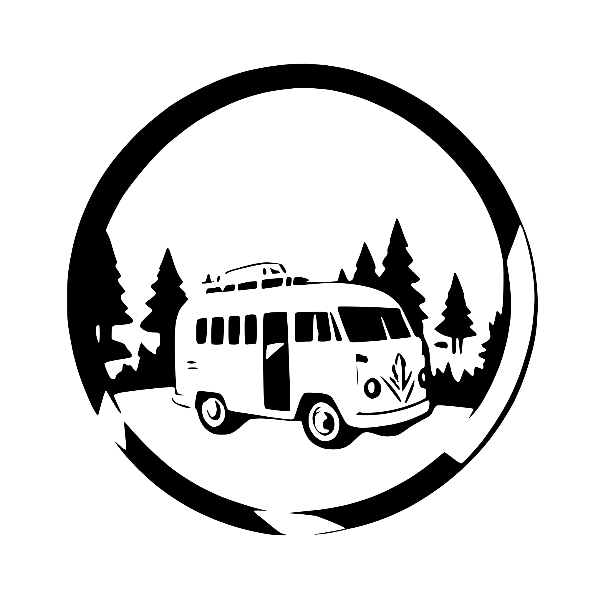 AI-generated SVG of a camper van in a forest