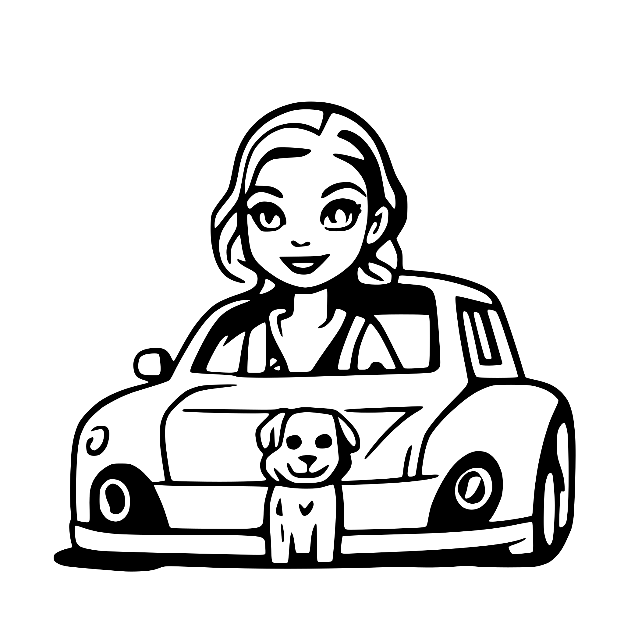 AI-generated SVG of 'one dog and one car'