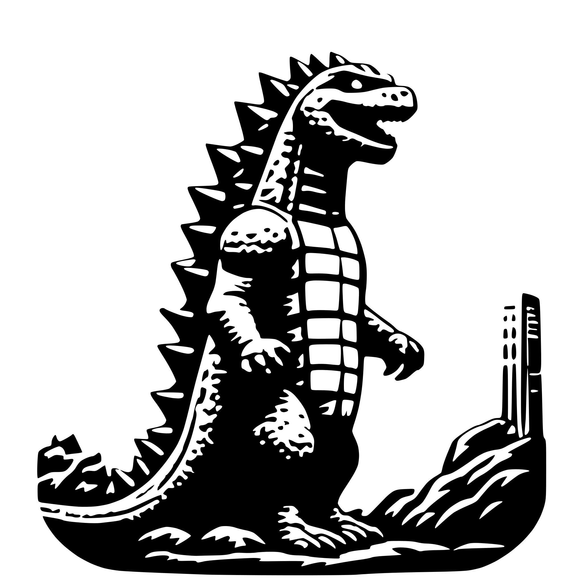 AI-generated SVG of a godzilla, bubble style