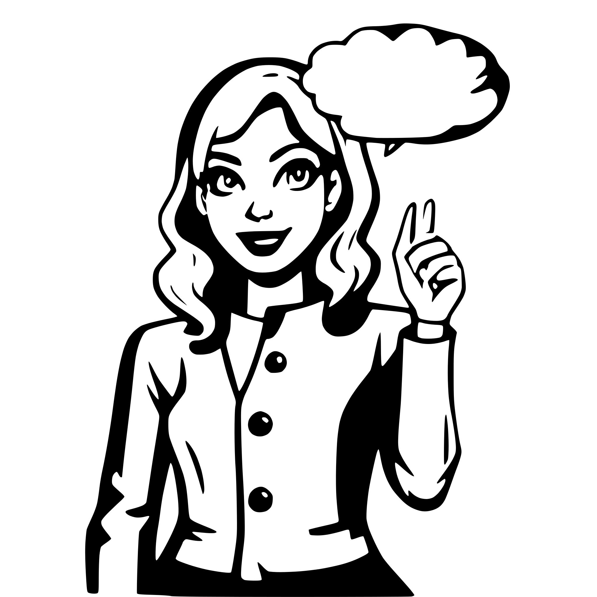 AI-generated SVG of a pop art woman speaking in comic style