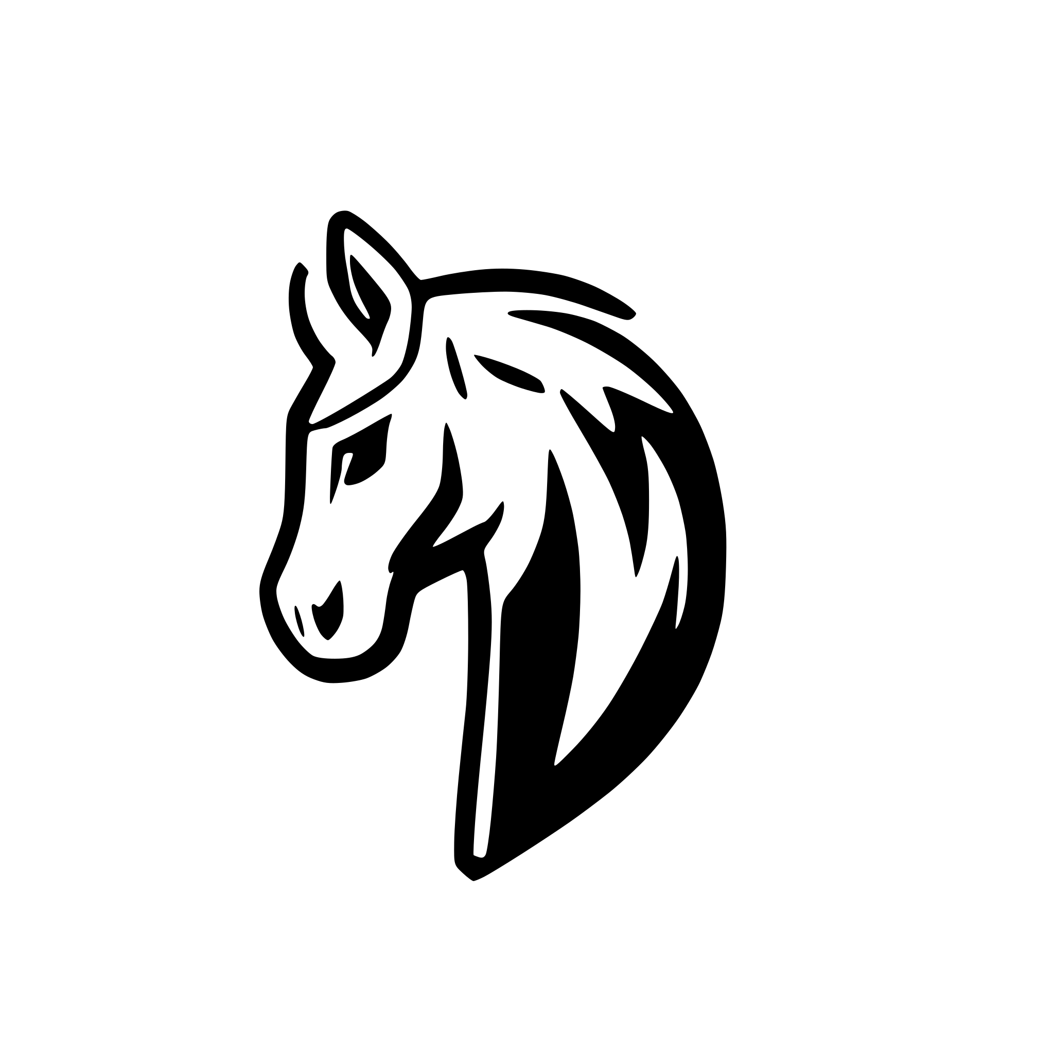 AI-generated SVG of a simple horse head in a pin